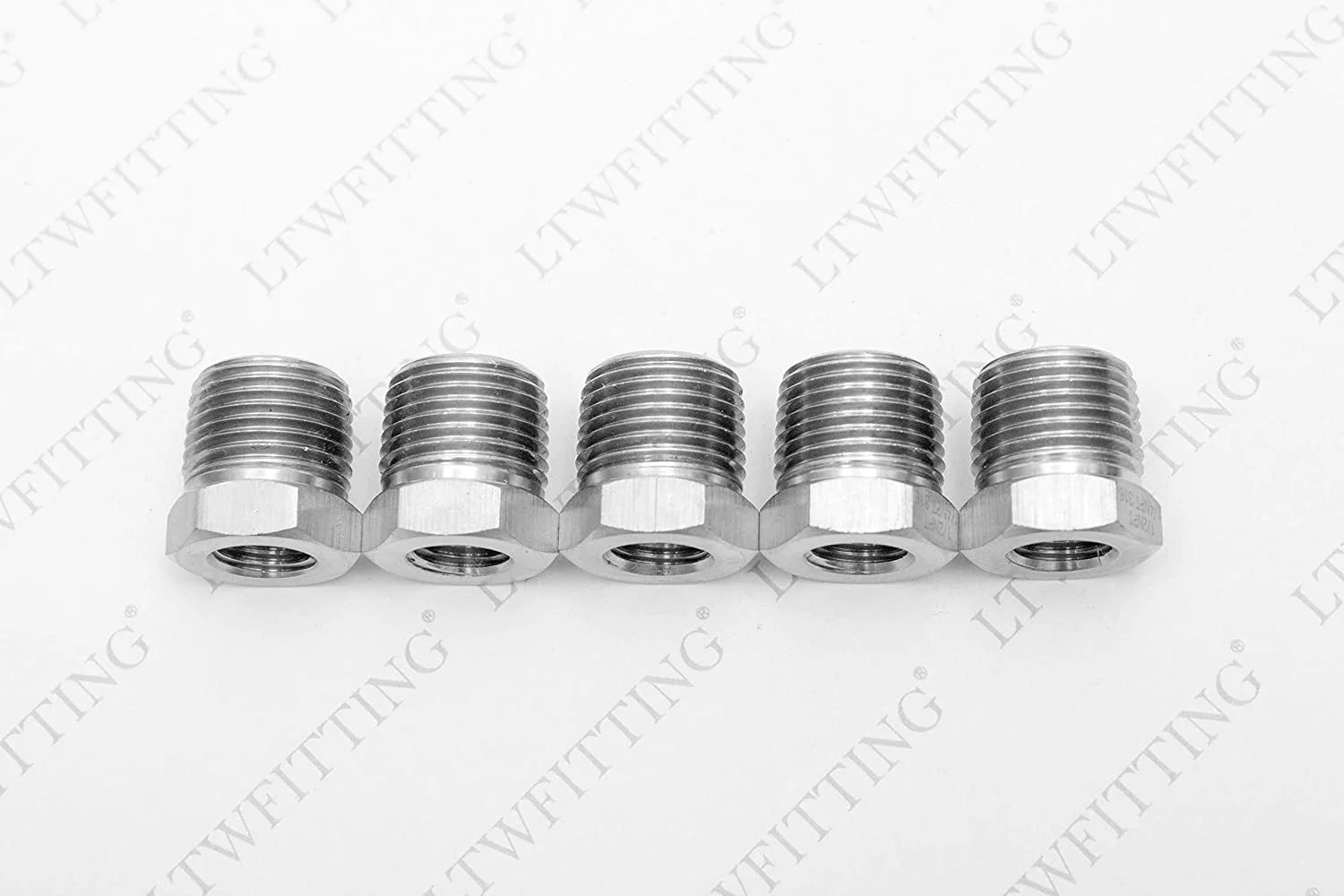 LTWFITTING Class 3000 Stainless Steel 316 Pipe Hex Bushing Reducer Fittings 1/2 Inch Male x 1/4 Inch Female NPT (Pack of 5)