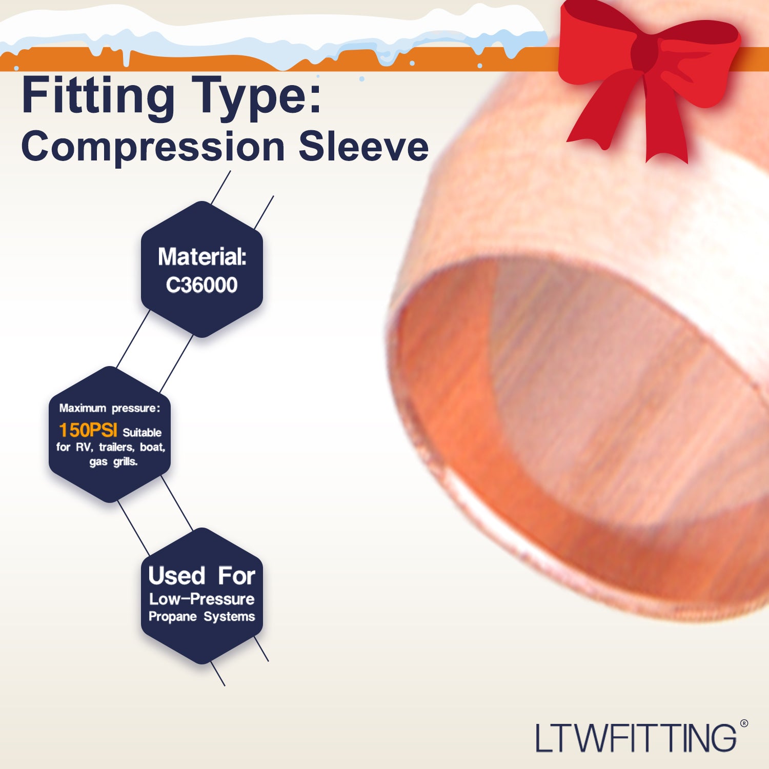 LTWFITTING Assortment Kit 6 10 12 15 MM OD Compression Sleeve Set (Pack of 200)