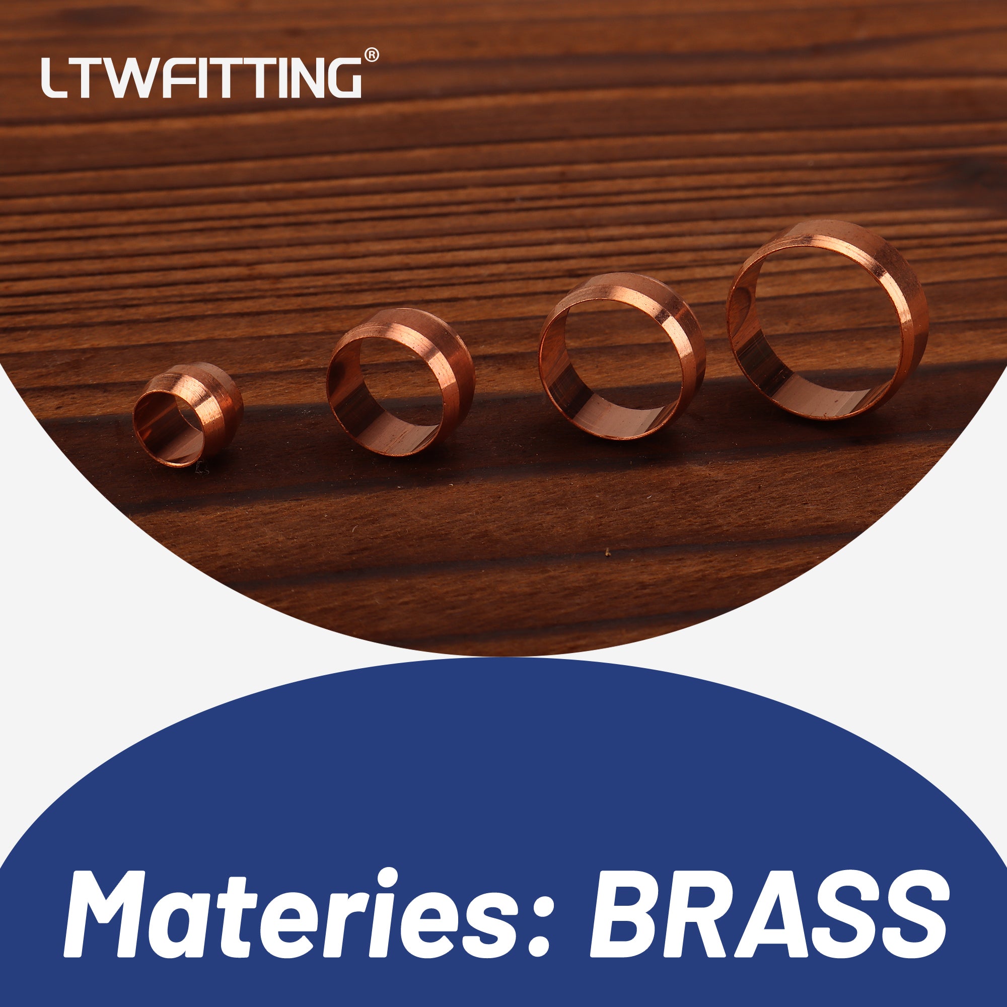 LTWFITTING Value Pack 7/8-Inch Brass Compression Sleeves Ferrels