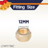 LTWFITTING 12MM OD Brass Compression Nut, Brass Compression Fitting (Pack of 50)