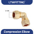 LTWFITTING 12MM OD 90 Degree Compression Elbow, Brass Compression Fitting (Pack of 10)