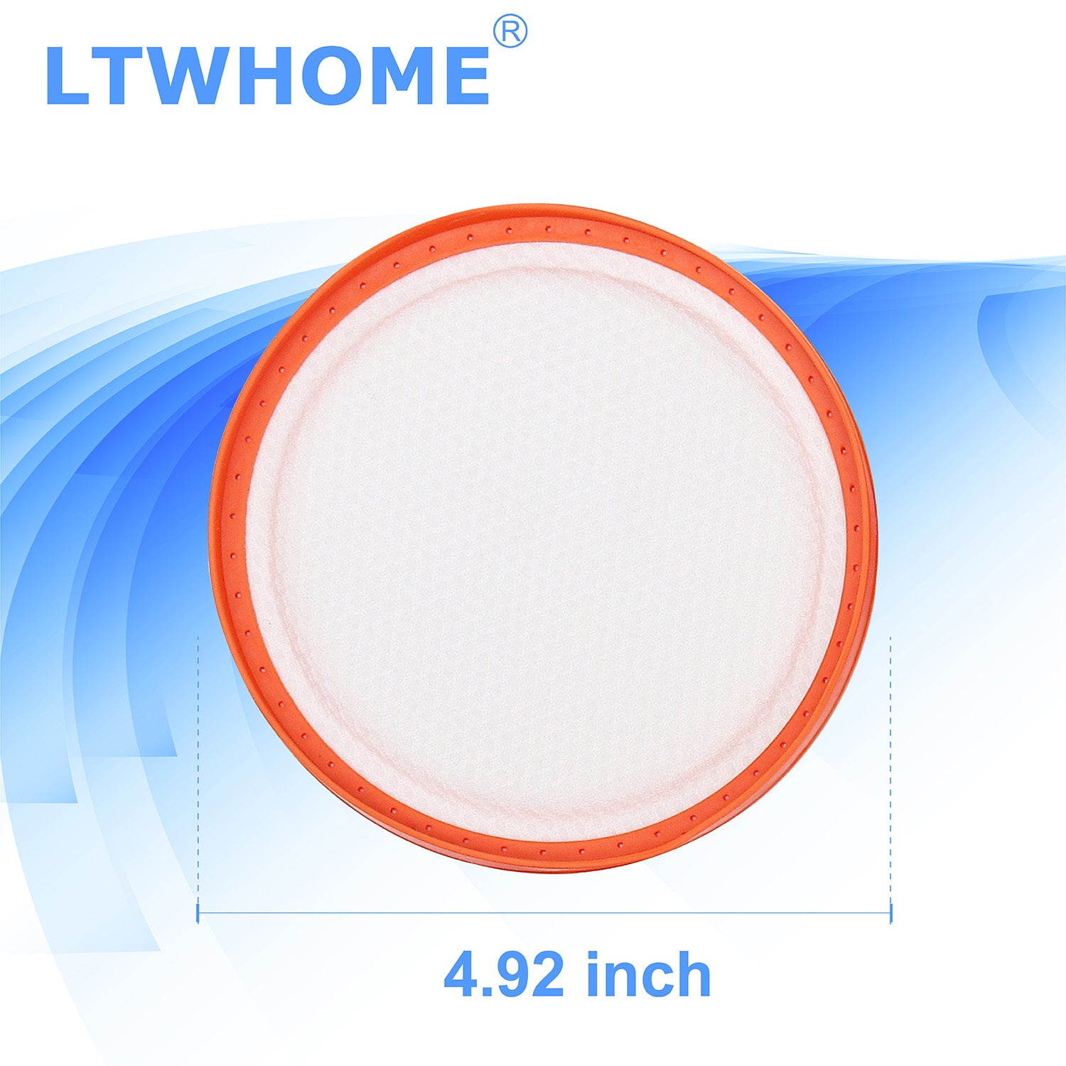 LTWHOME Motor Filter (125mm in Diameter) for Vax Power 8 Models U87-P7-PF, U87-AA-B and Dirt Devil 2991001 Centrino / CC2 M2991 Vacuum Cleaners (Pack of 4)