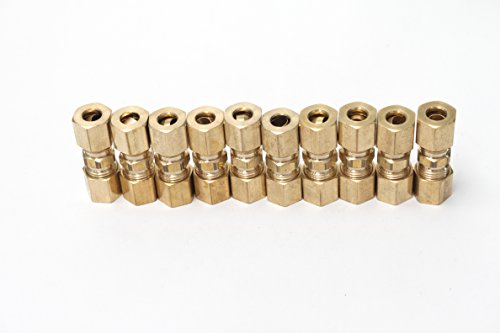 LTWFITTING 1/4 -Inch OD Compression Union,Brass Compression Fitting(Pack of 10)