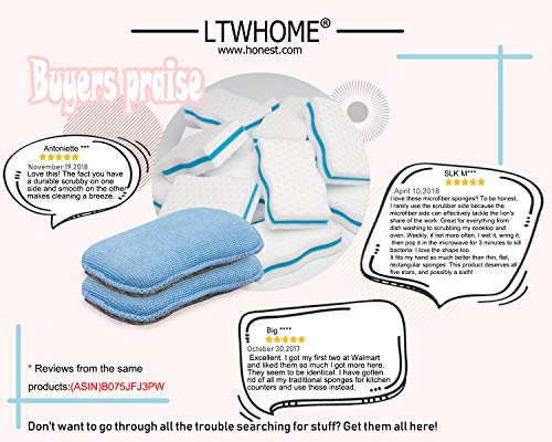 LTWHOME Combination of Cleaning Sponge Set, Microfiber 2 in 1 Washing Up Pad with Magic Cleaning Foam (Pack of 22)