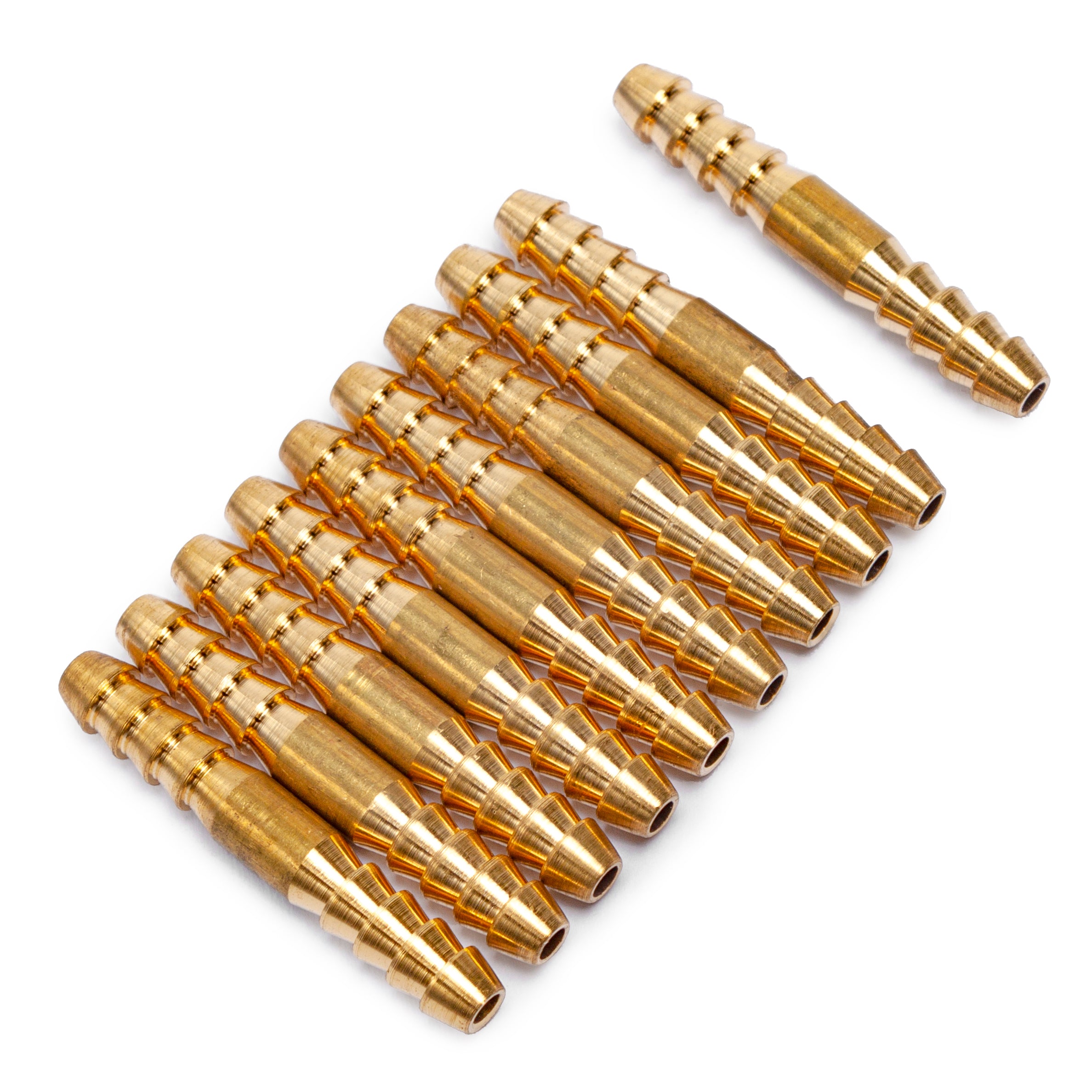 LTWFITTING Brass Barb Splicer Mender 1/8-Inch (3mm) Hose ID Fitting Air Water Fuel Boat (Pack of 10)