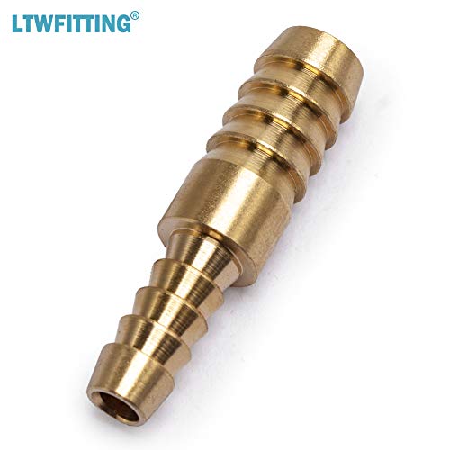 LTWFITTING Brass Barb Hose Reducing Splicer Mender 1/4-Inch ID Hose x 3/8-Inch(10mm) ID Hose Fitting Air Water Fuel Boat (Pack of 10)