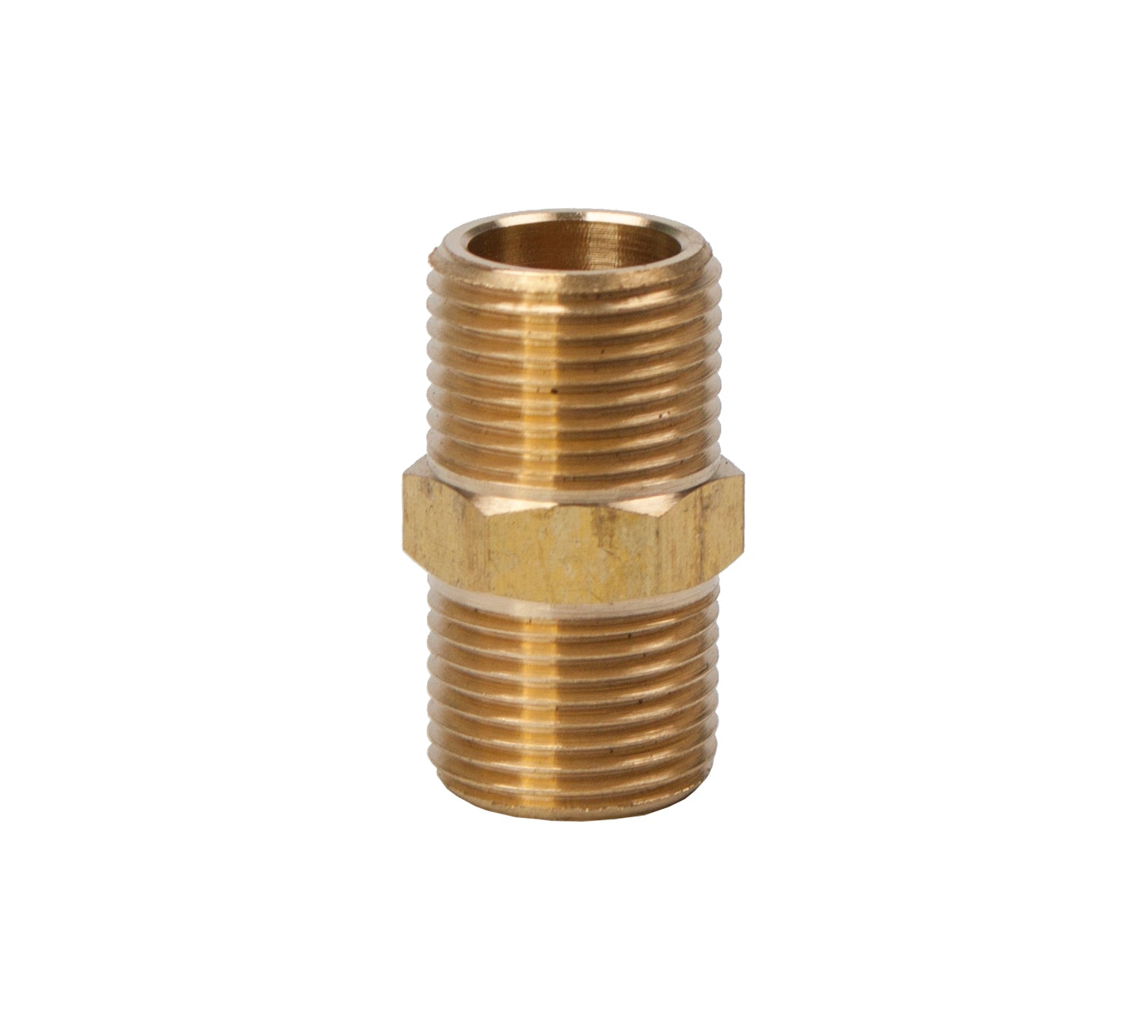 LTWFITTING Brass BSP Pipe Hex Nipple Fitting 3/8-Inch Male BSPP Air Fuel Water (Pack of 5)