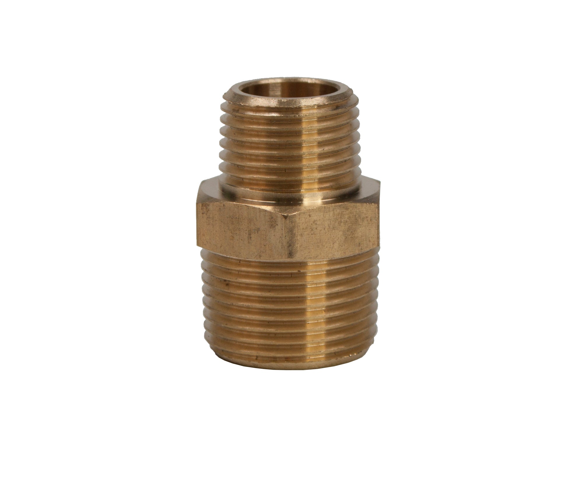 LTWFITTING Brass BSP Pipe Hex Reducing Nipple Fitting 3/4-Inch x 1/2-Inch Male BSPP (Pack of 25)