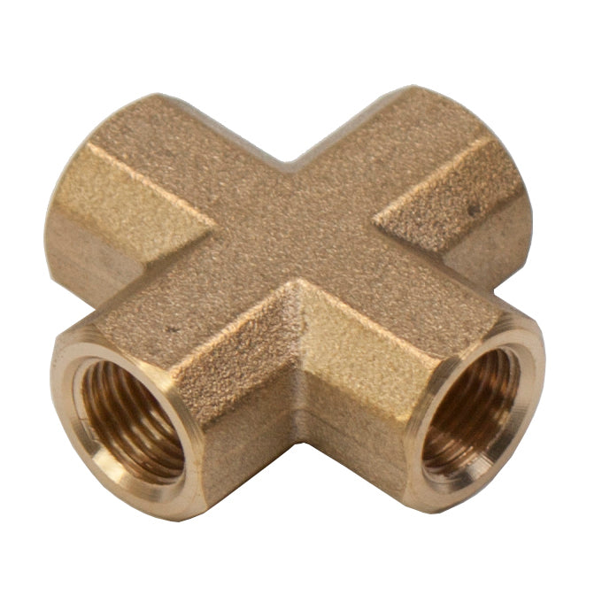 LTWFITTING Brass BSP Pipe Female Cross Fitting 1/8-Inch BSPP 4 Way Fuel Air Water (Pack of 25)