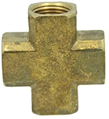 LTWFITTING Brass BSP Pipe Female Cross Fitting 3/8-Inch BSPP Fuel Air Water (Pack of 100)