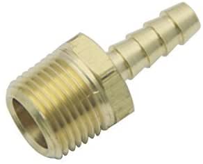 LTWFITTING Brass BSP Barbed Fitting Coupler / Connector 3/8-Inch Male BSPP x 1/4-Inch(6mm)Hose Barb Fuel Gas Water (Pack of 5)