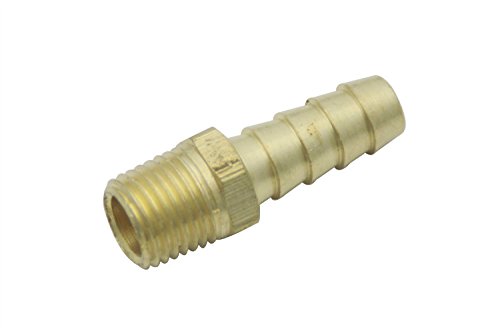 LTWFITTING Brass BSP Barbed Fitting Coupler / Connector 1/4-Inch Male BSPP x 3/8-Inch(10mm)Hose Barb Fuel Gas Water (Pack of 5)