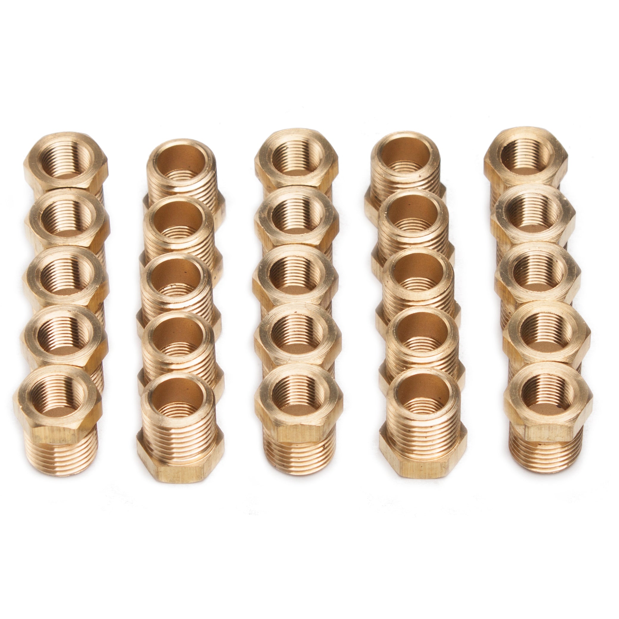 LTWFITTING Brass Hex Pipe Bushing Reducer Fittings 1/4-Inch Male BSPT x 1/8-Inch Female BSPP (Pack of 25)