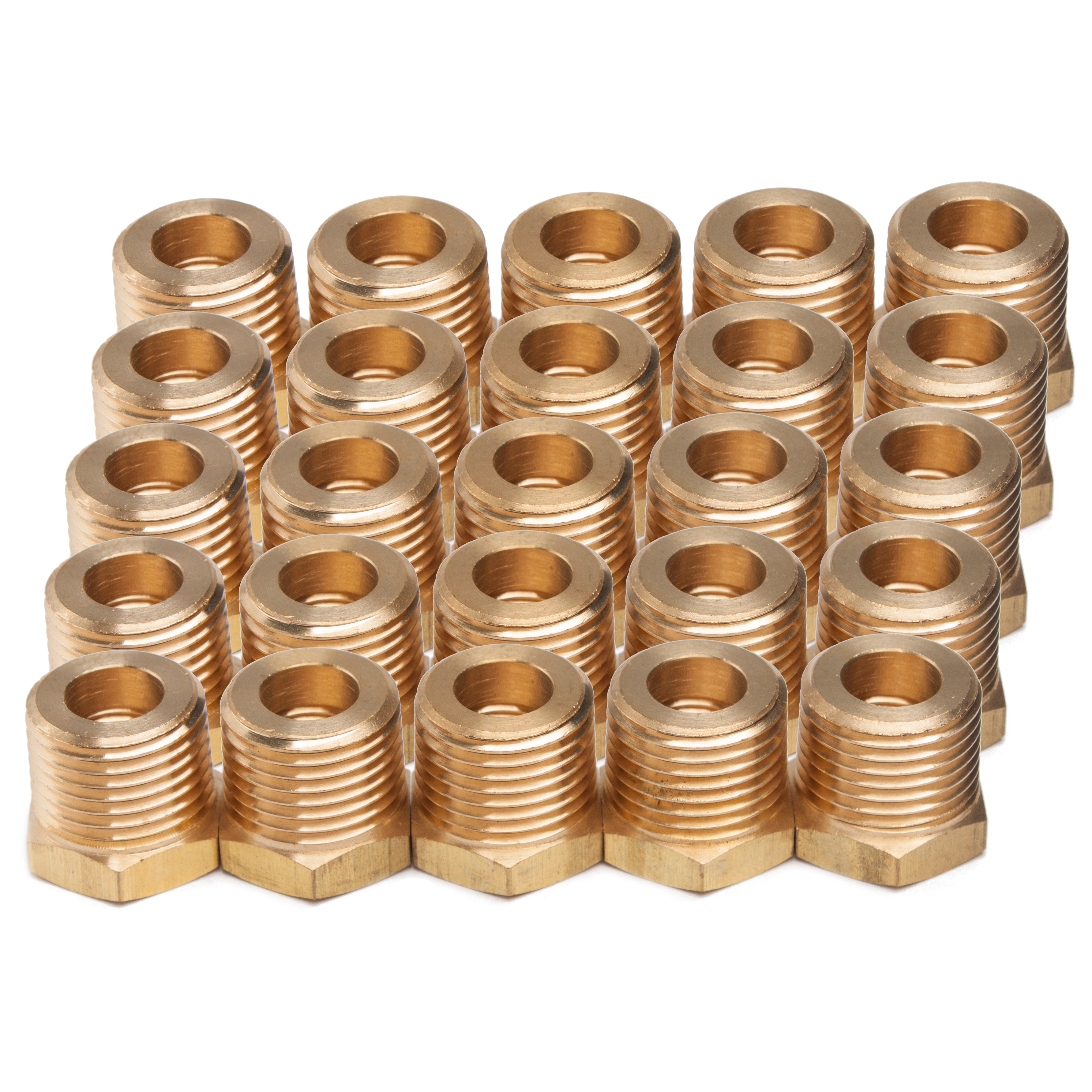 LTWFITTING Brass Pipe Hex Bushing Reducer Fittings 1/2-Inch Male BSPT x 1/4-Inch Female BSPP (Pack of 25)