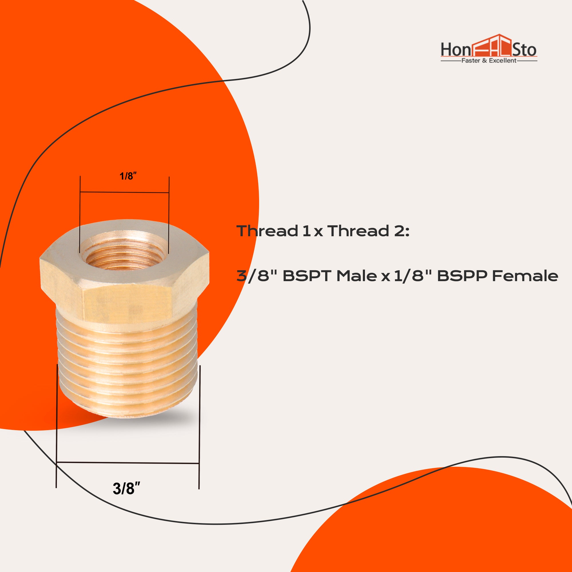 LTWFITTING Assortment Kit 1/4-Inch 3/8-Inch 1/2-Inch 3/4-Inch Male BSPT x 1/8-Inch Female BSPP Brass Pipe Hex Bushing Reducer Set (Pack of 30)