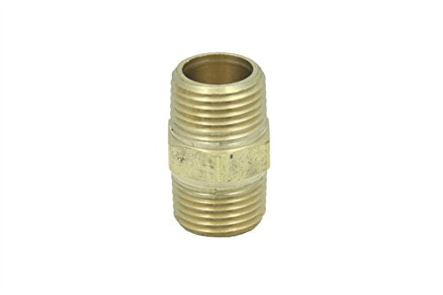 LTWFITTING Brass Pipe Hex Nipple Fitting 1/2-Inch Male BSPT Air Fuel Water (Pack of 250)