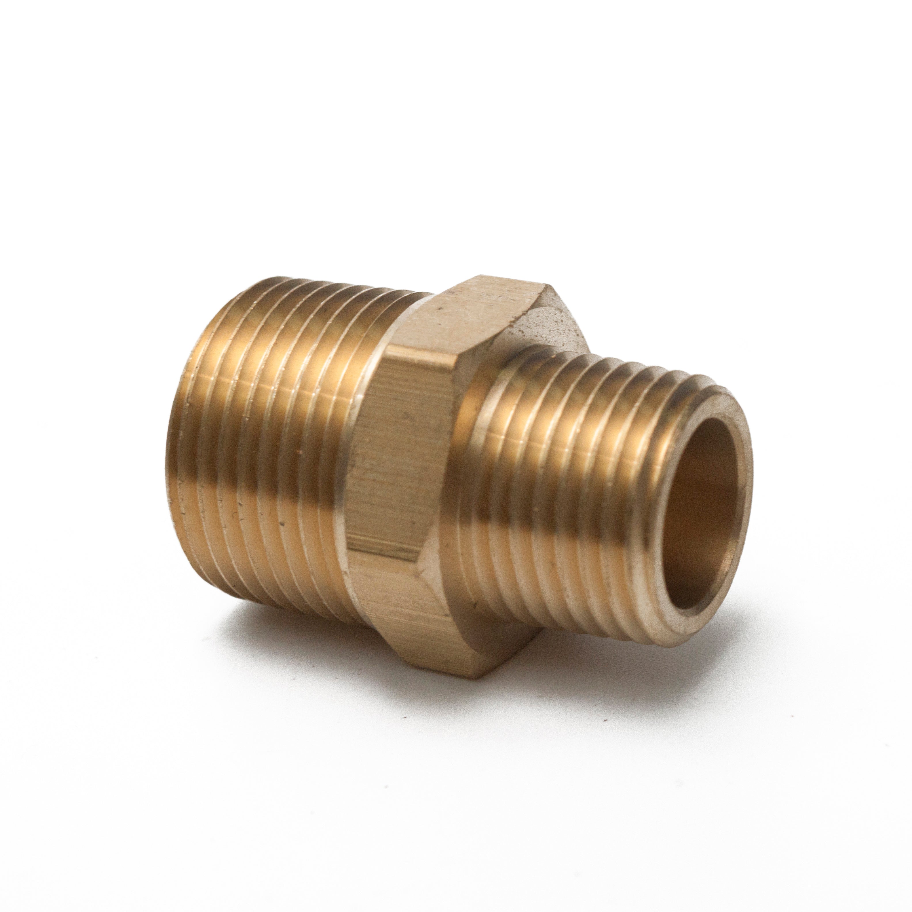 LTWFITTING Brass Pipe Hex Reducing Nipple Fitting 3/4-Inch x 3/8-Inch Male BSPT (Pack of 25)