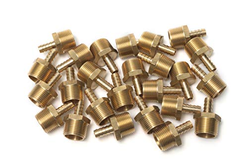 LTWFITTING Brass Barbed Fitting Coupler/Connector 3/4-Inch Male BSPT x 3/8-Inch(10mm) Hose Barb Fuel Gas Water (Pack of 25)