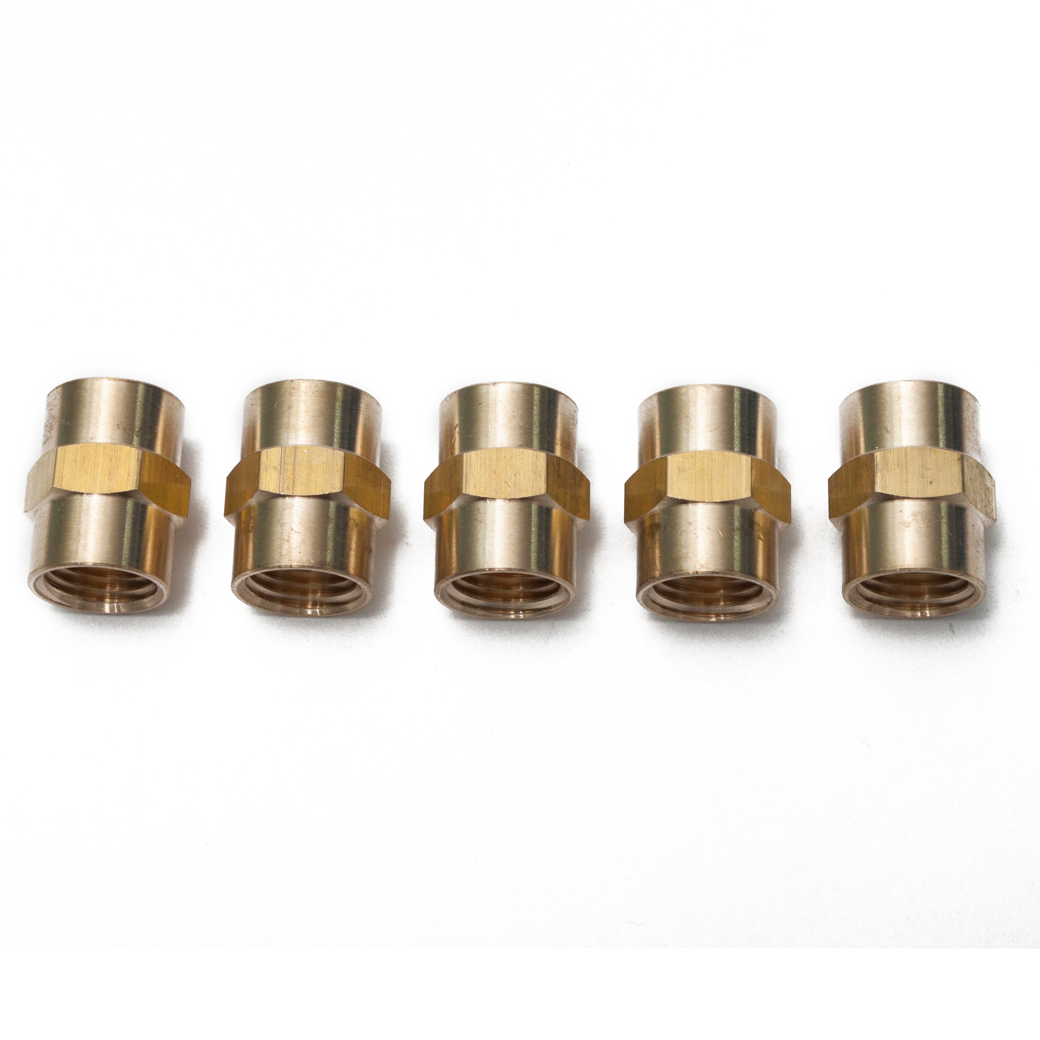 LTWFITTING Brass Pipe Fitting 1/4-Inch Female BSPT Coupling Water Boat (Pack of 5)