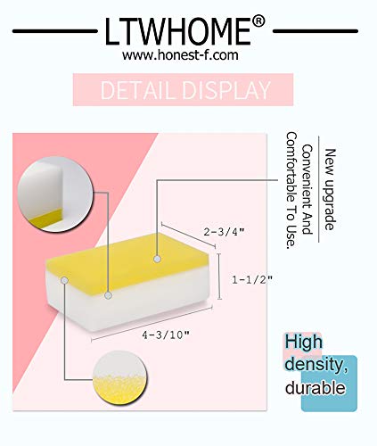 LTWHOME Magic Clean Eraser Sponge Melamine Foam, Dual Sided Cleaning Compound Sponge 110 X 70 X 40mm (Pack of 30)