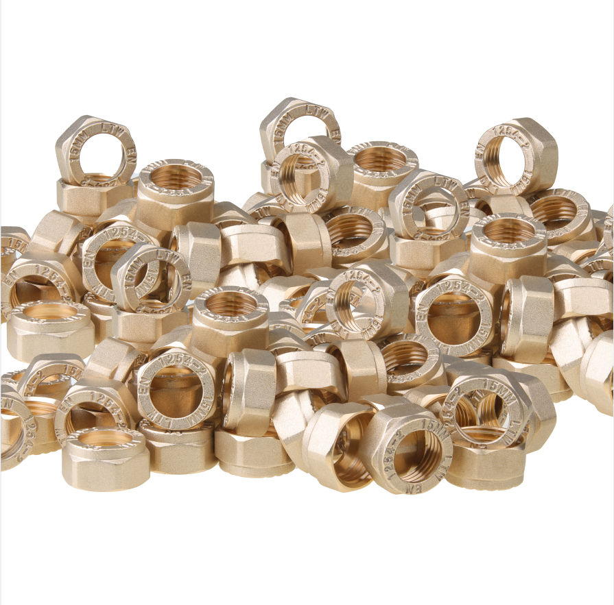 LTWFITTING 15MM OD Brass Compression Nut, Brass Compression Fitting (Pack of 500)