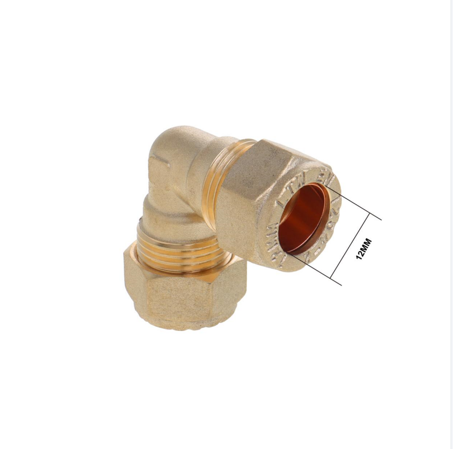 LTWFITTING 12MM OD 90 Degree Compression Elbow, Brass Compression Fitting (Pack of 100)