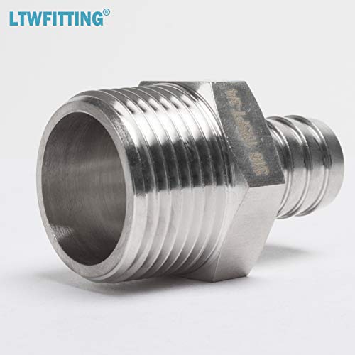 LTWFITTING Stainless Steel 316 Barbed Fitting Connector 1-Inch Male BSPT x 3/4-Inch(19mm) Hose Barb Fuel Gas (Pack of 100)