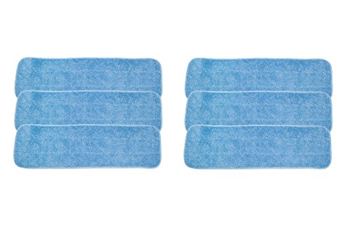 LTWHOME 18 Inch Microfiber Commercial Mop Refill Pads in Blue Fit for Wet or Dry Floor Cleaning (Pack of 6)