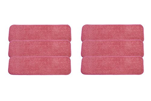LTWHOME 18 Inch Microfiber Wet or Dry Mop Pads in Red for Easy Cleaning (Pack of 6)