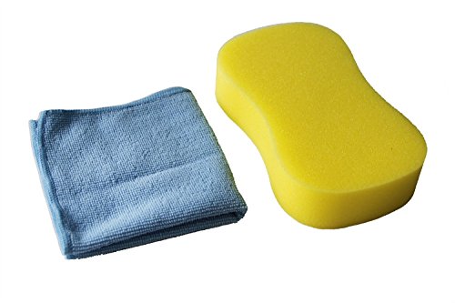 LTWHOME Yellow Bone Shape Soft Sponge Car Glass Wash Cleaning Pad Cushion with Car Cleaning Cloth(Pack of 3 set)