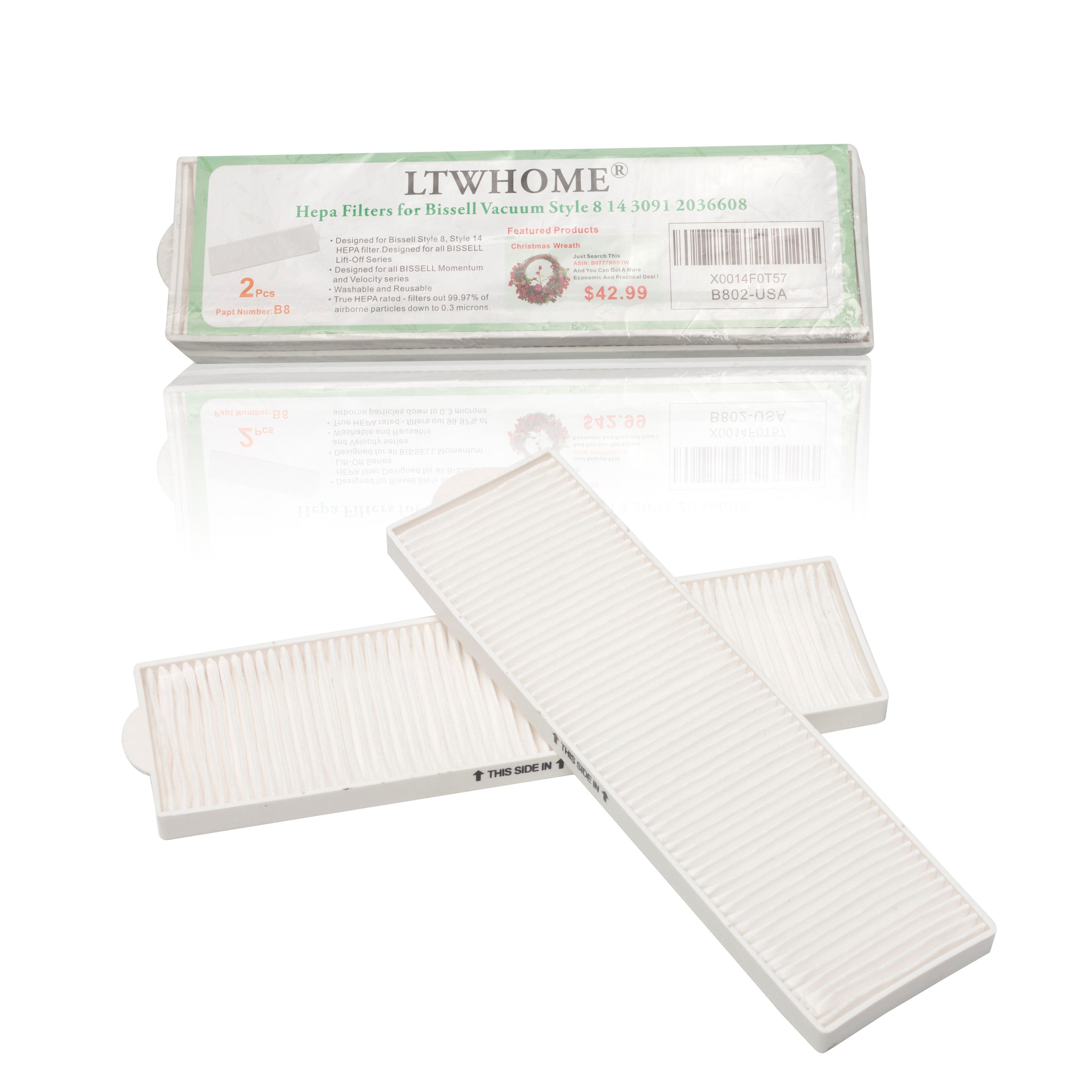 LTWHOME Hepa Filters Suitable for Bissell Vacuum Style 8 14 3091 2036608 (Pack of 2)