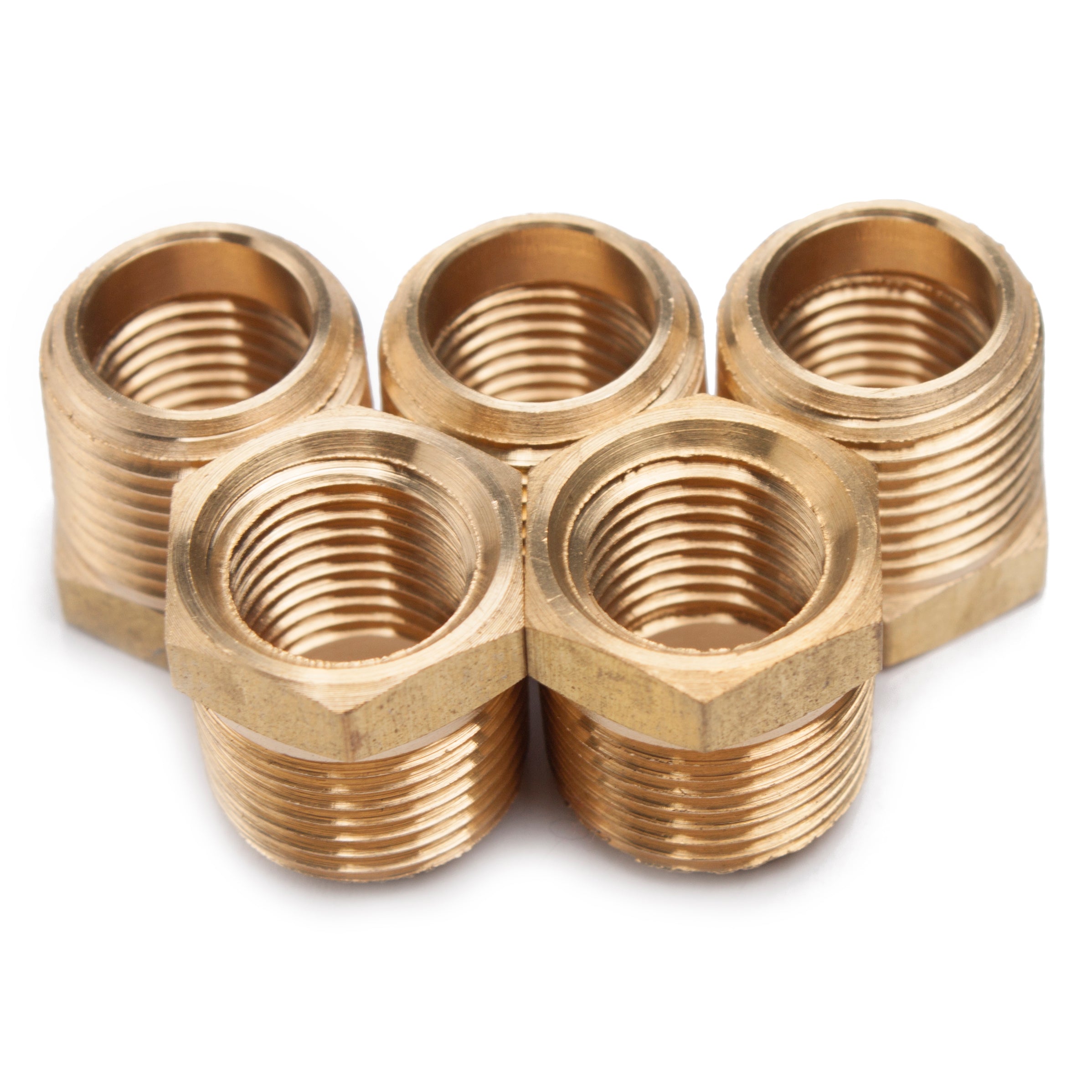 LTWFITTING Brass BSP Pipe Hex Bushing Reducer Fittings 3/8-Inch Male x 1/4-Inch Female BSPP(Pack of 5)