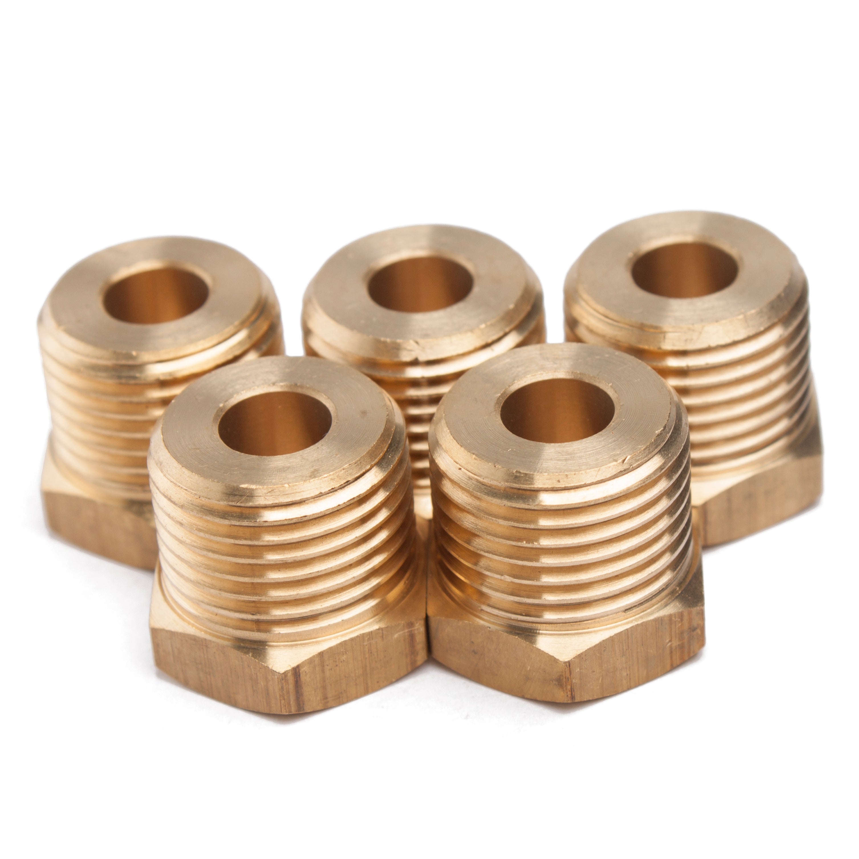 LTWFITTING Brass BSP Pipe Hex Bushing Reducer Fittings 1/2-Inch Male x 1/8-Inch Female BSPP (Pack of 5)