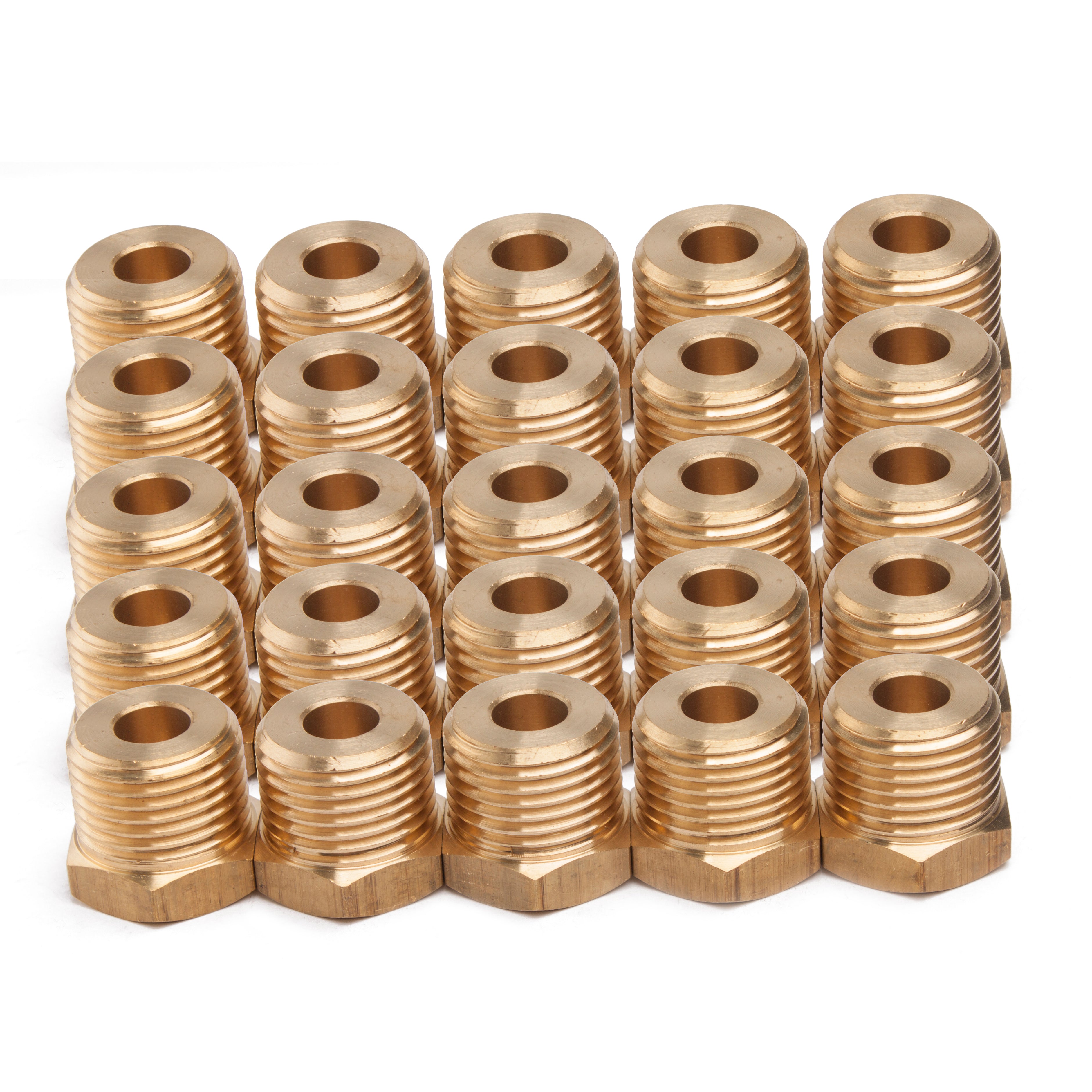 LTWFITTING Brass BSP Pipe Hex Bushing Reducer Fittings 1/2-Inch Male x 1/8-Inch Female BSPP (Pack of 25)