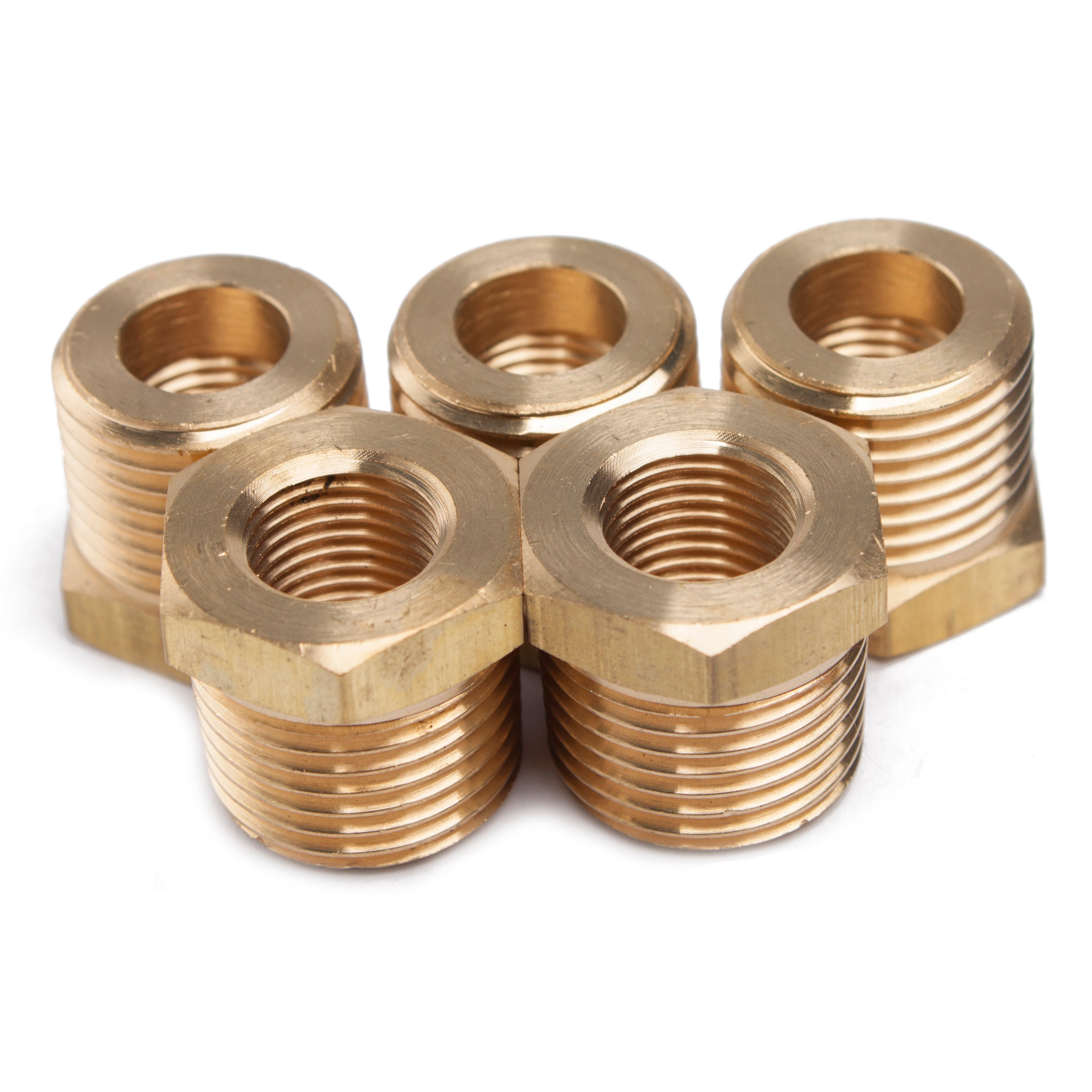 LTWFITTING Brass BSP Pipe Hex Bushing Reducer Fittings 1/2-Inch Male x 1/4-Inch Female BSPP (Pack of 5)