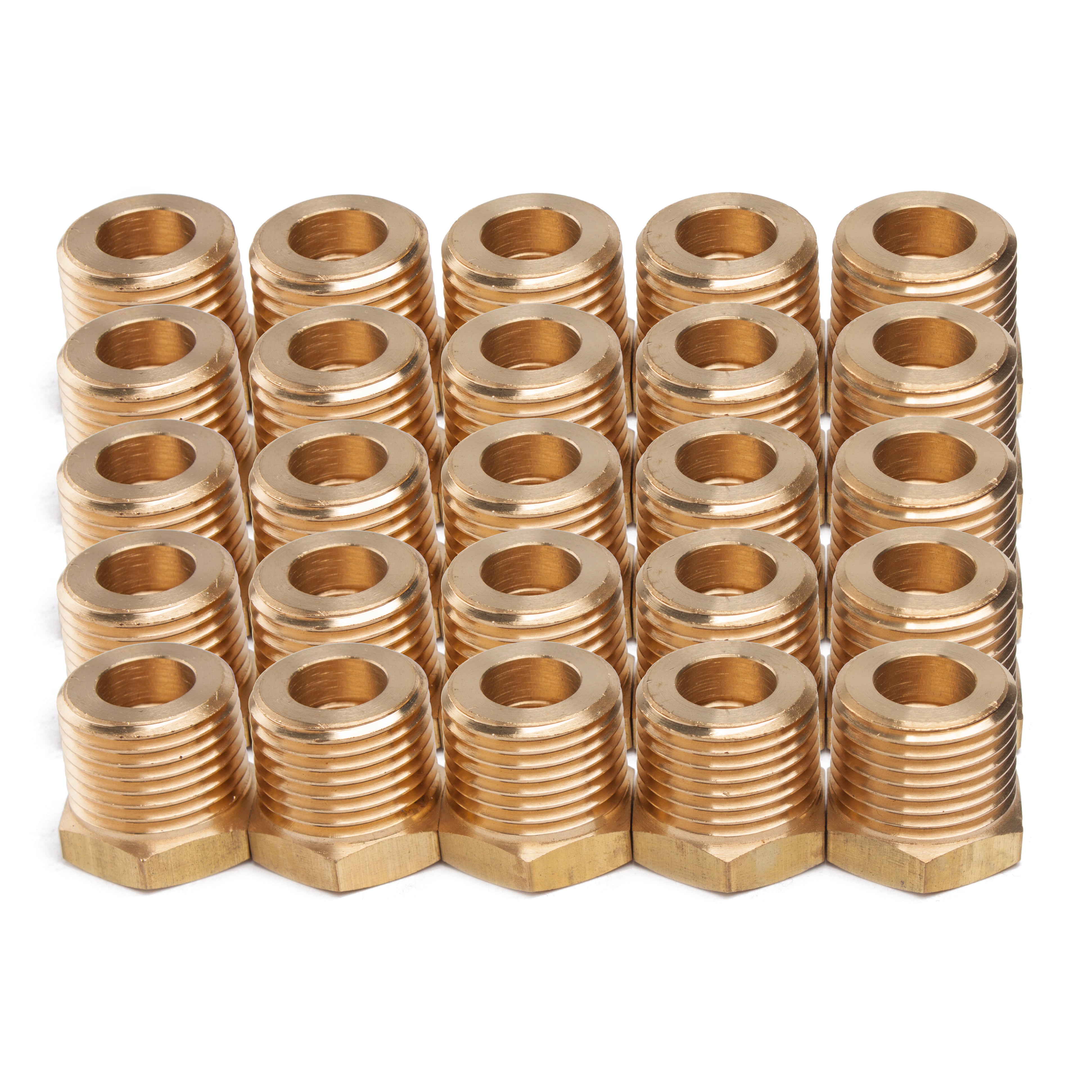 LTWFITTING Brass BSP Pipe Hex Bushing Reducer Fittings 1/2-Inch Male x 1/4-Inch Female BSPP (Pack of 25)