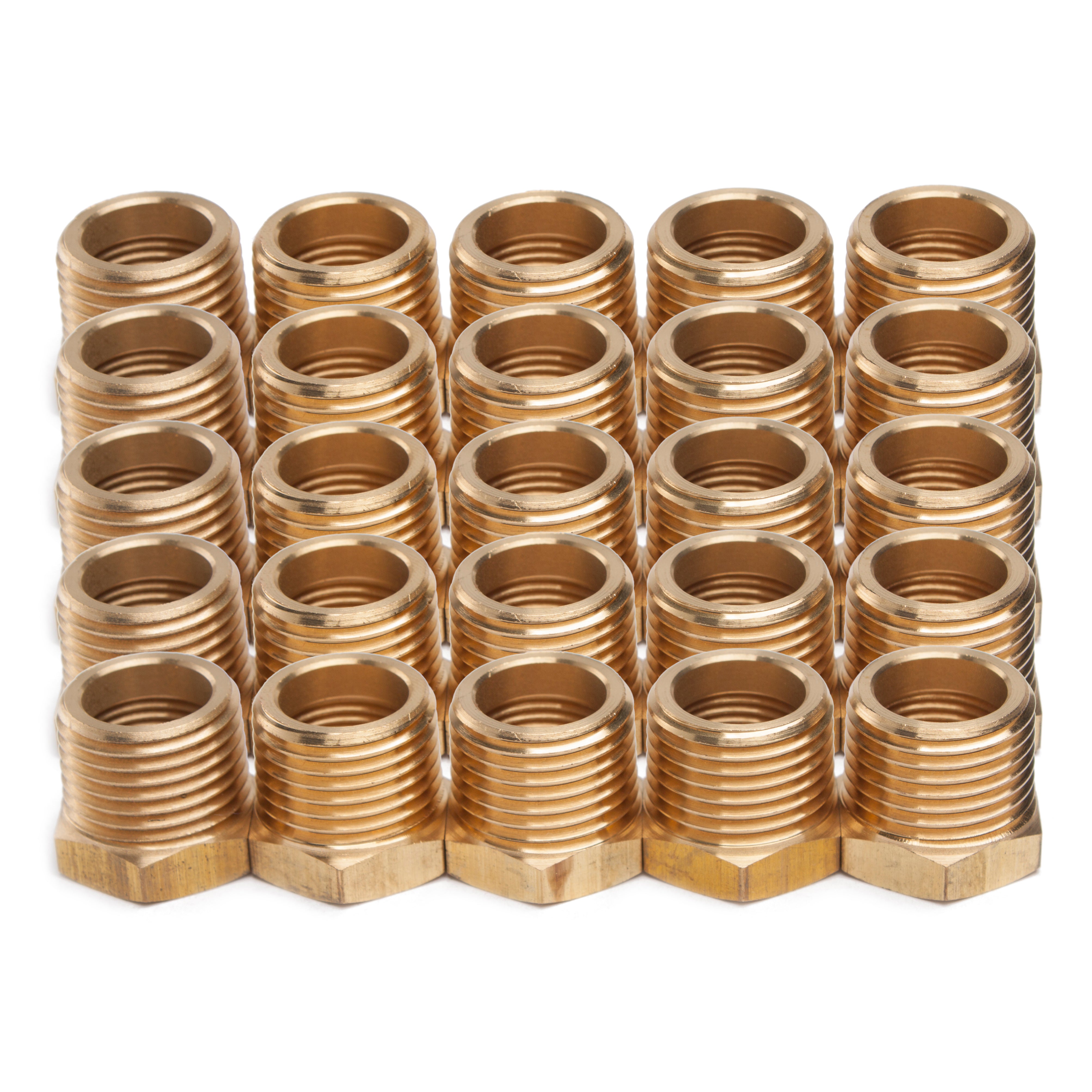 LTWFITTING Brass BSP Pipe Hex Bushing Reducer Fittings 1/2-Inch Male x 3/8-Inch Female BSPP (Pack of 25)