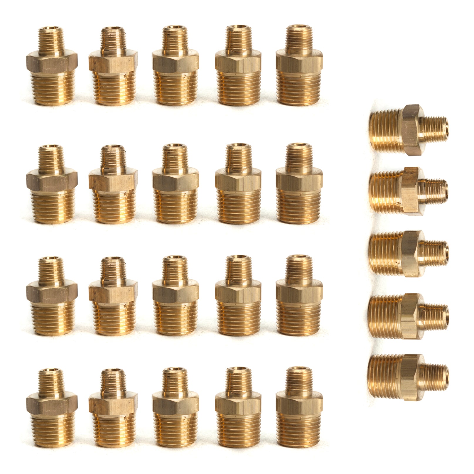 LTWFITTING Brass BSP Pipe Hex Reducing Nipple Fitting 3/8-Inch x 1/8-Inch Male BSPP (Pack of 25)