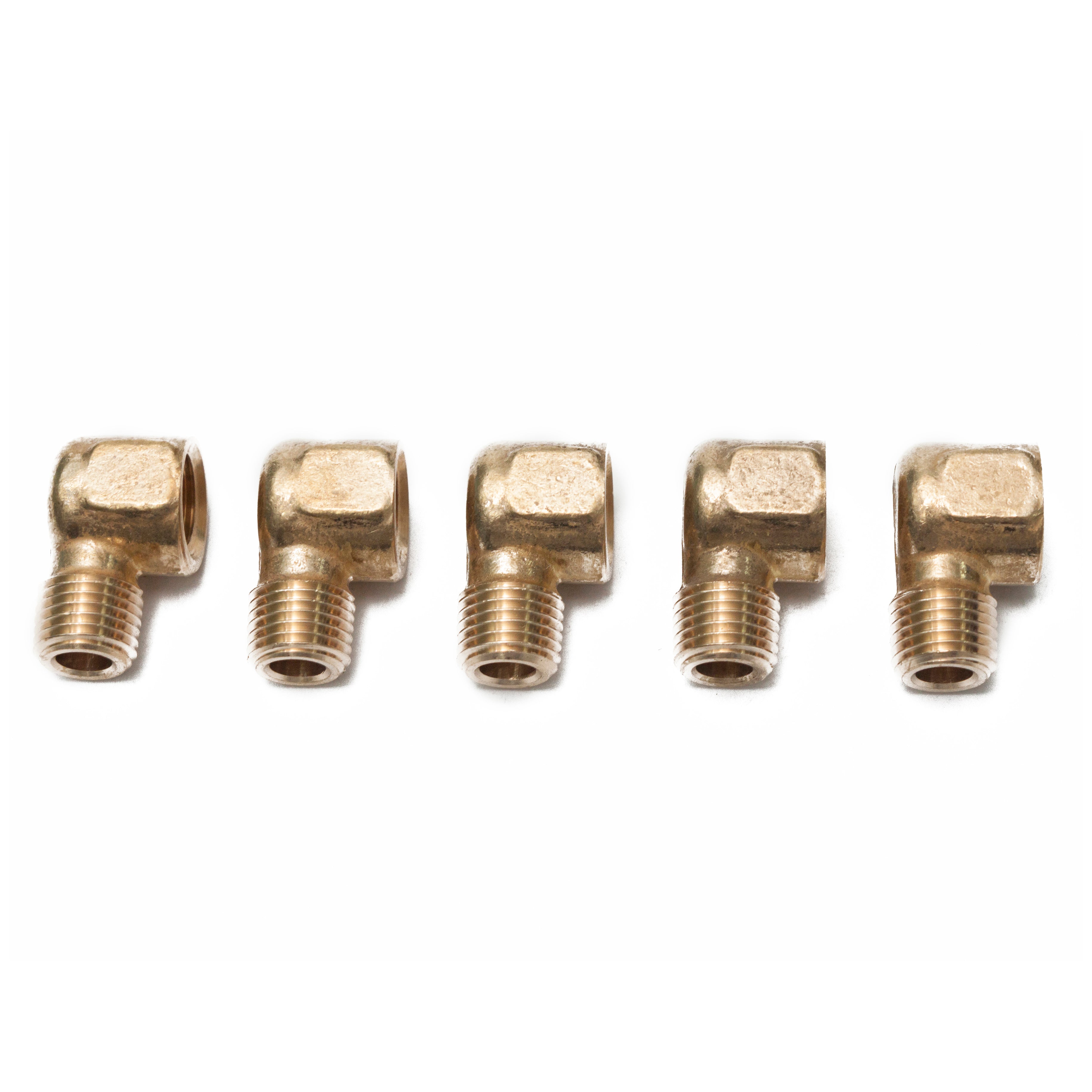 LTWFITTING Brass BSP Pipe 90 Deg 1/4-Inch BSPP Street Elbow Forged Fitting Fuel Air Boat (Pack of 5)