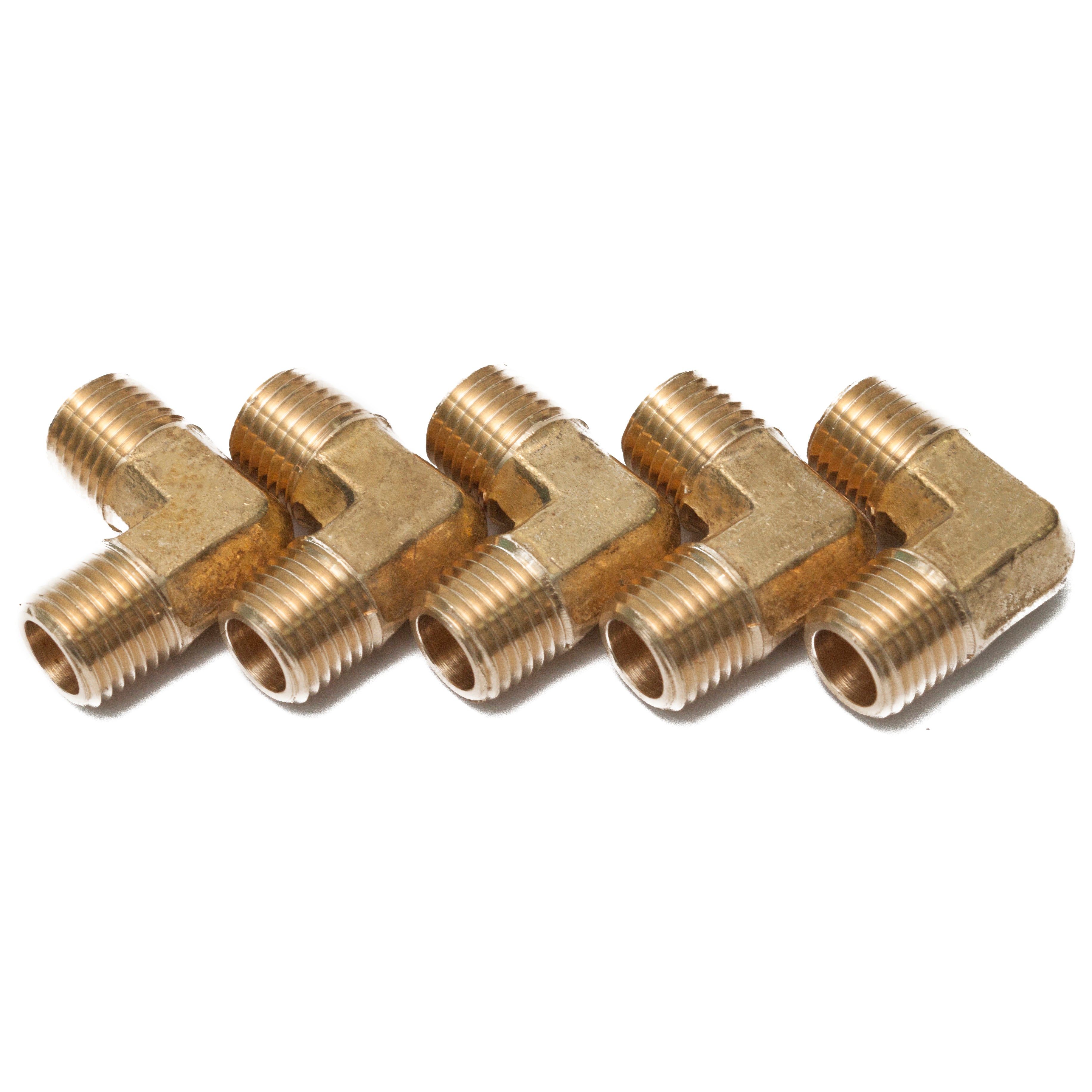 LTWFITTING Brass BSP Pipe Male 90 Deg Elbow Fitting 1/4-Inch BSPP Water Fuel (Pack of 5)