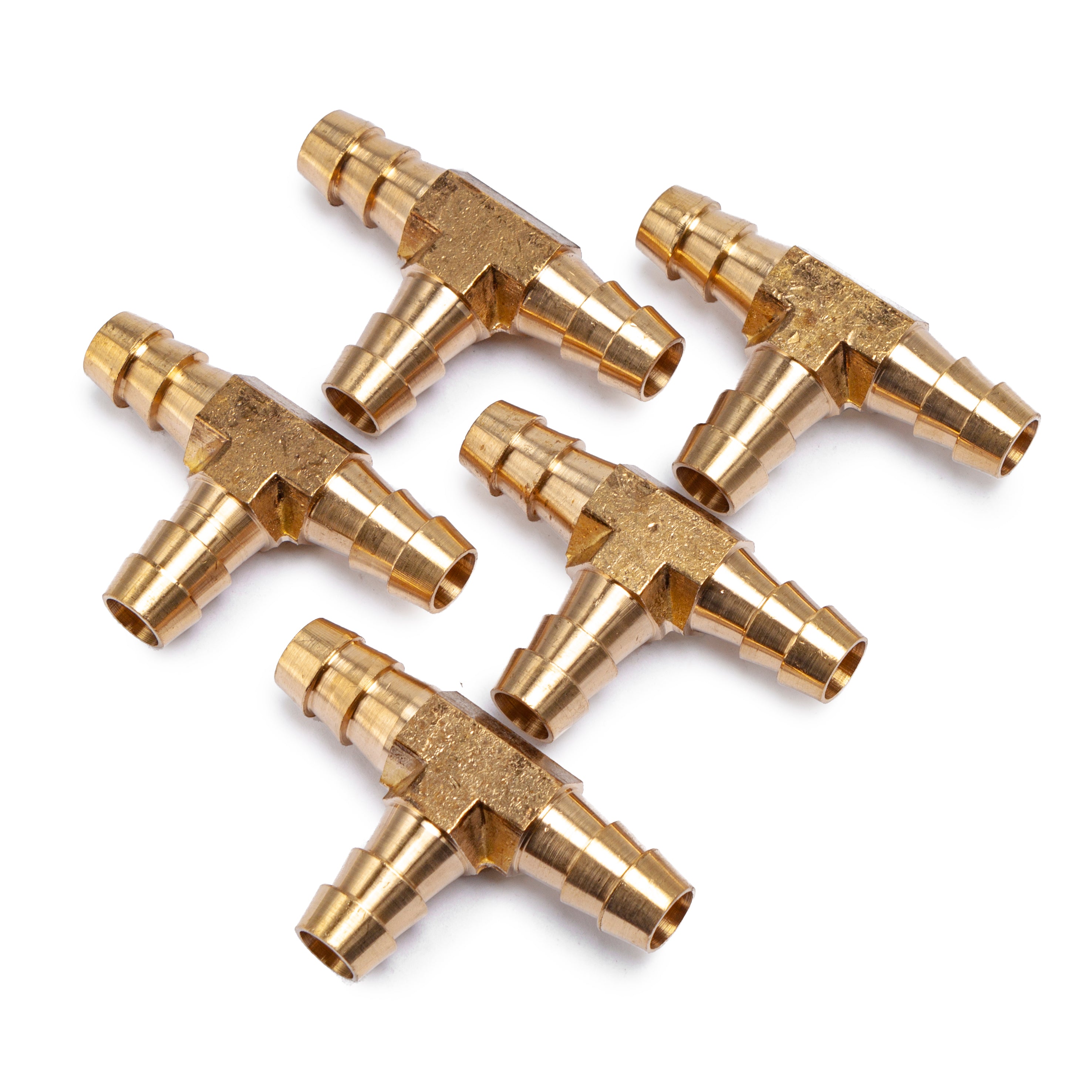 LTWFITTING Brass Barb Tee Fitting 10mm ID Hose for Water Fuel Boat (Pack of 5)