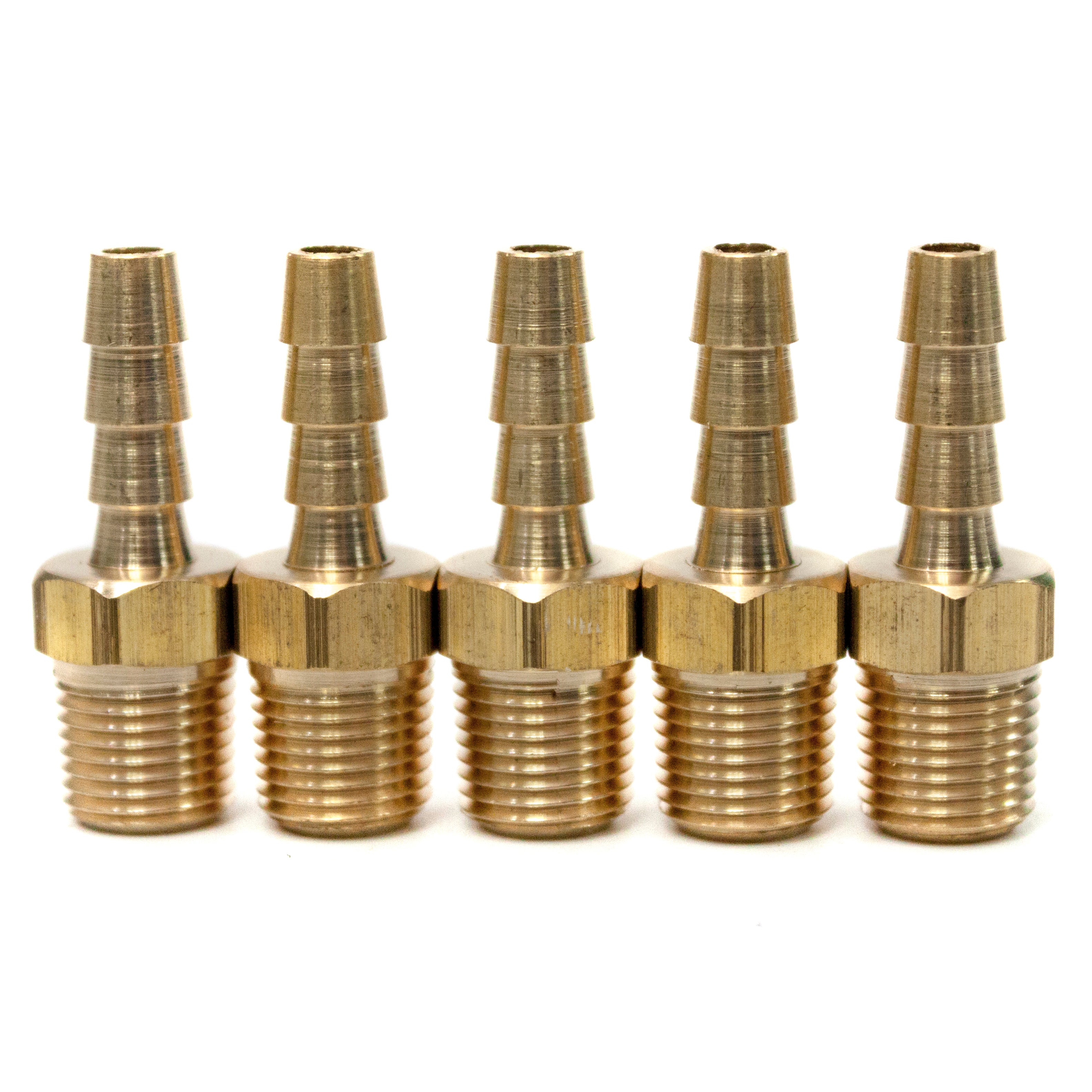 LTWFITTING Brass BSP Barbed Fitting Coupler / Connector 1/8-Inch Male BSPP x 3/16-Inch (5mm)Hose Barb Fuel Gas Water (Pack of 5)