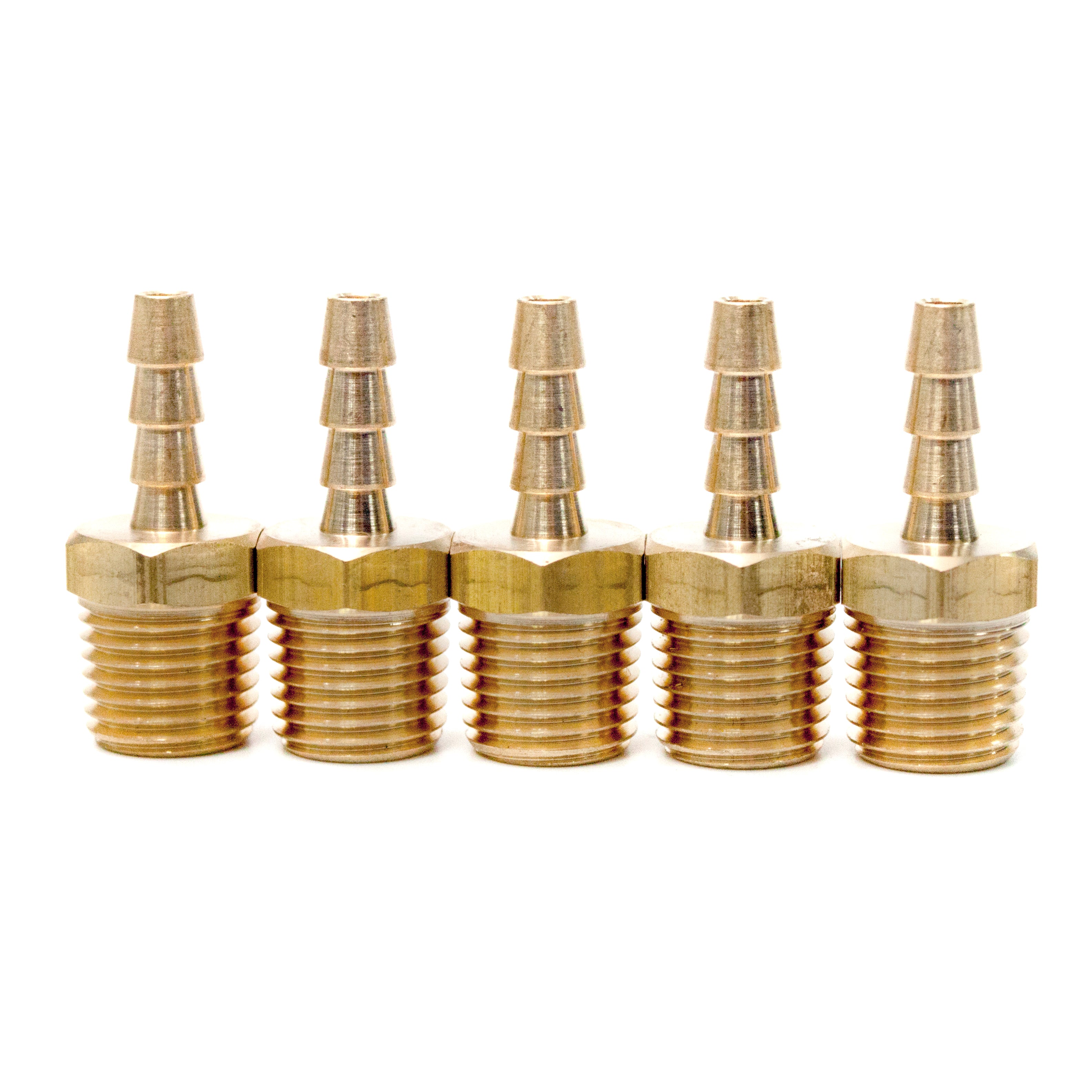 LTWFITTING Brass BSP Barbed Fitting Coupler / Connector 1/4-Inch Male BSPP x 3/16-Inch (5mm)Hose Barb Fuel Gas Water (Pack of 5)