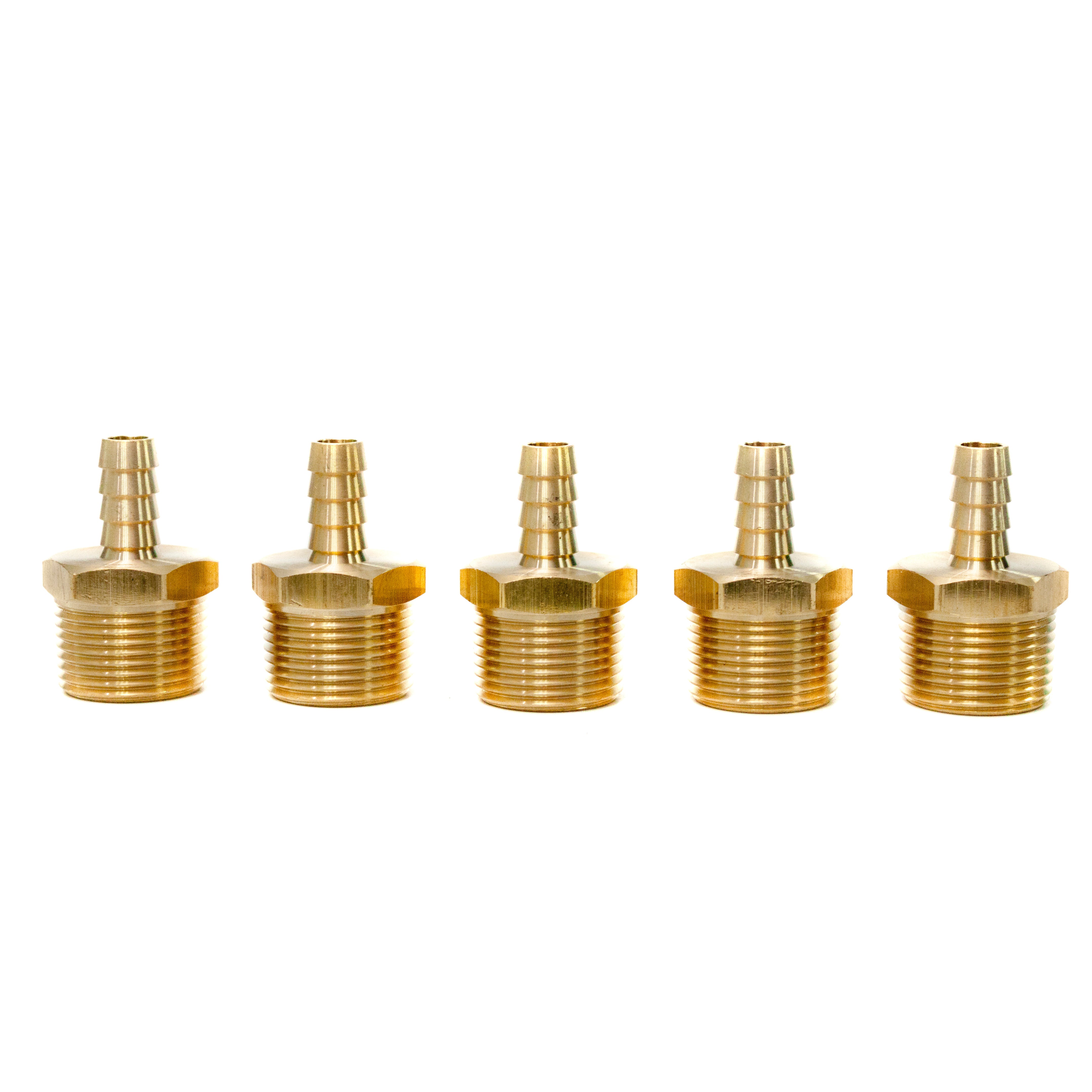 LTWFITTING Brass BSP Barbed Fitting Coupler / Connector 3/4-Inch Male BSPP x 3/8-Inch(10mm)Hose Barb Fuel Gas Water (Pack of 5)