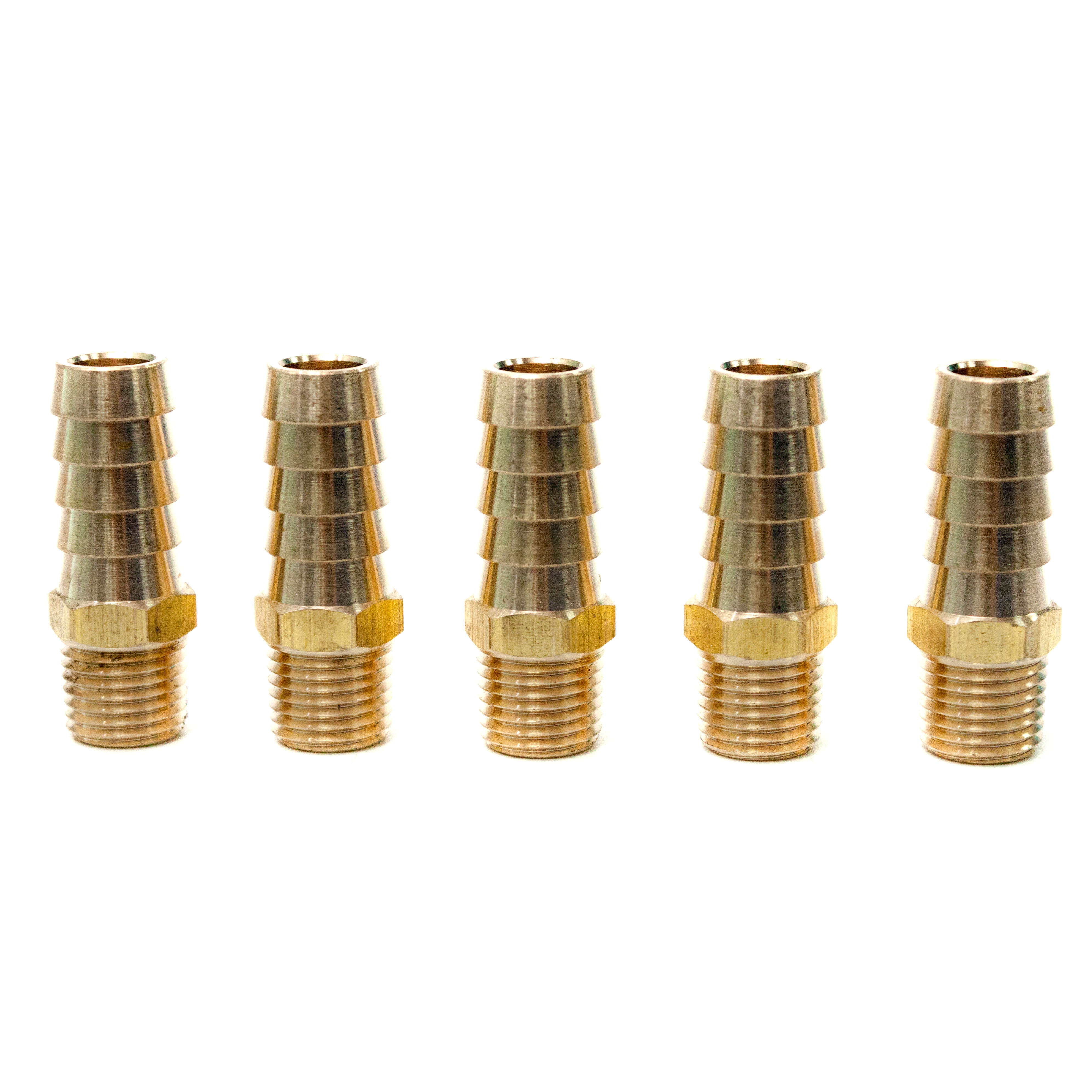 LTWFITTING Brass BSP Barbed Fitting Coupler / Connector 1/4-Inch Male BSPP x 1/2-Inch(12mm)Hose Barb Fuel Gas Water (Pack of 5)