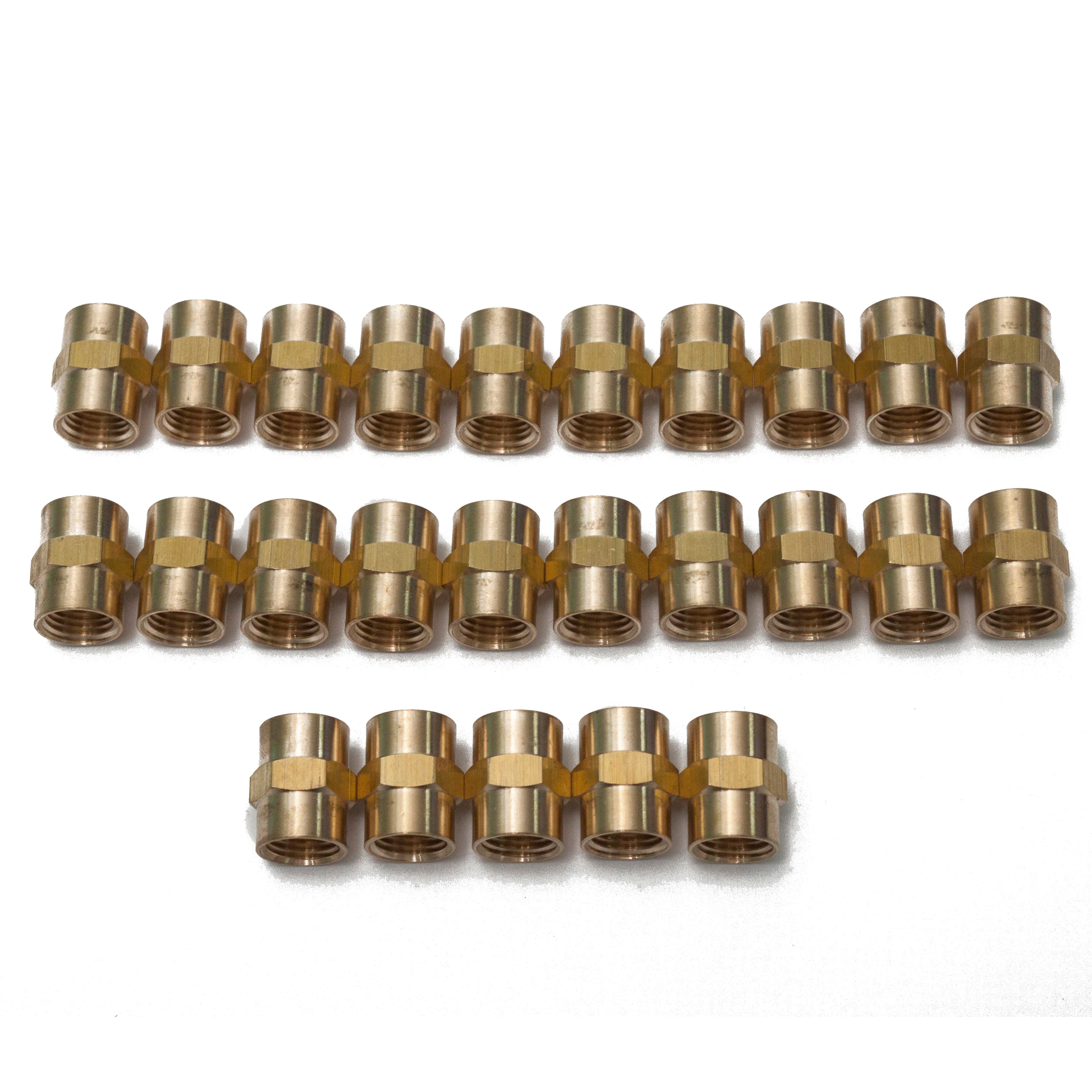 LTWFITTING Brass BSP Pipe Fitting 1/4-Inch Female BSPP Coupling Water Boat (Pack of 25)