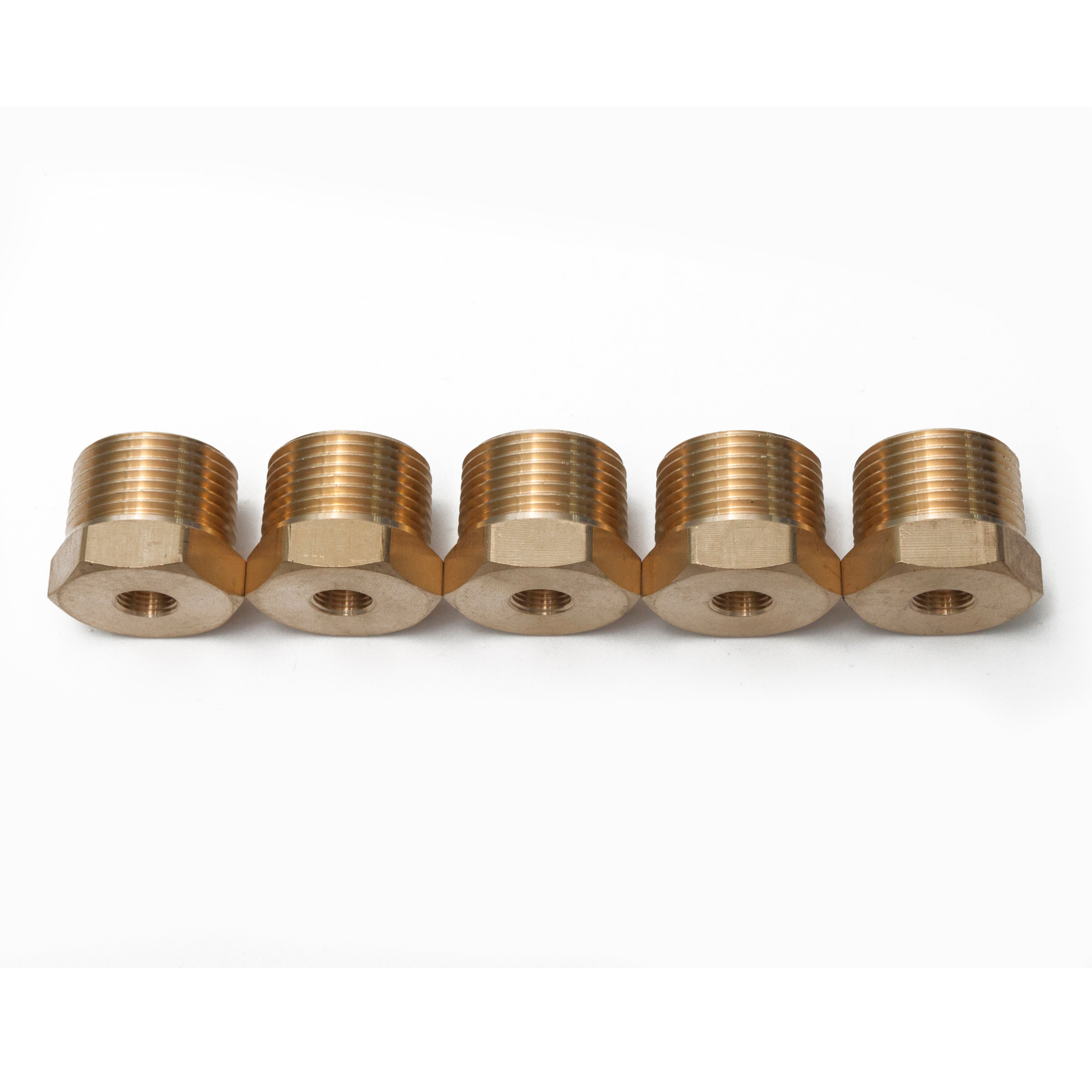 LTWFITTING Brass Pipe Hex Bushing Reducer Fittings 3/4-Inch Male BSPT x 1/8-Inch Female BSPP (Pack of 5)