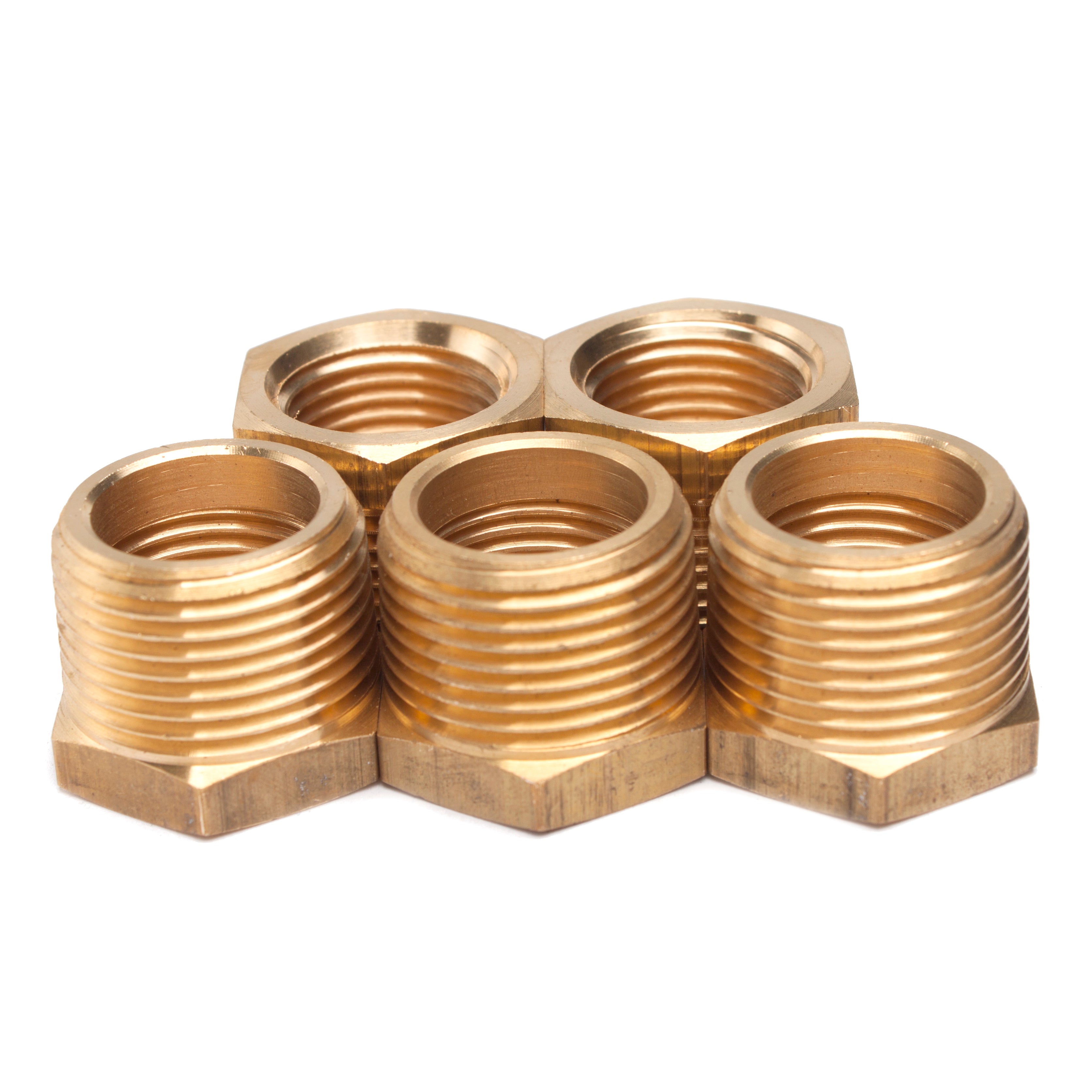 LTWFITTING Brass Pipe Hex Bushing Reducer Fittings 3/4-Inch Male BSPT x 1/2-Inch Female BSPP (Pack of 5)