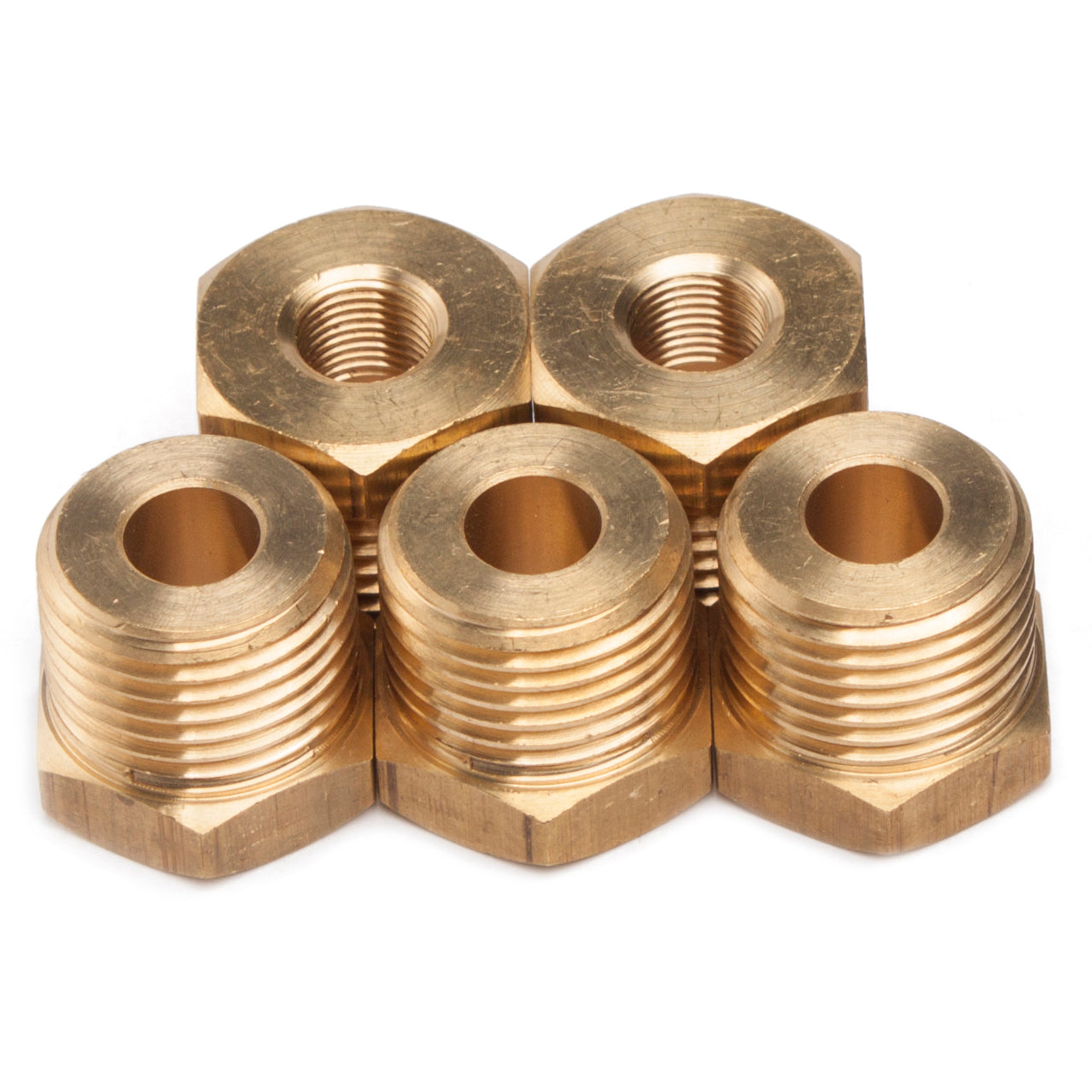 LTWFITTING Brass Pipe Hex Bushing Reducer Fittings 1/2-Inch Male BSPT x 1/8-Inch Female BSPP (Pack of 5)