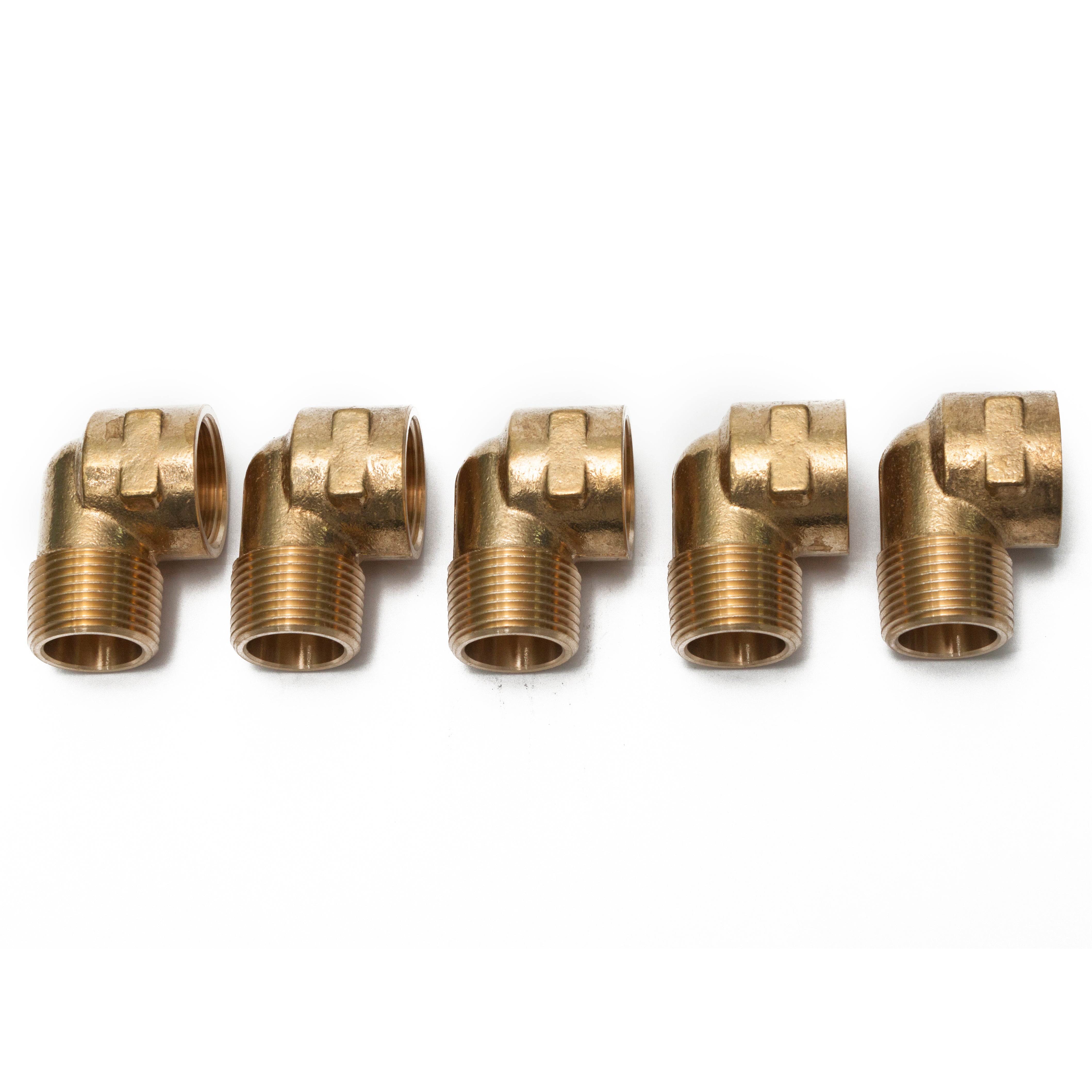 LTWFITTING Brass Pipe 90 Deg 3/4-Inch Male BSPT x 3/4-Inch Female BSPP Street Elbow Forged Fitting Fuel Air Boat (Pack of 5)